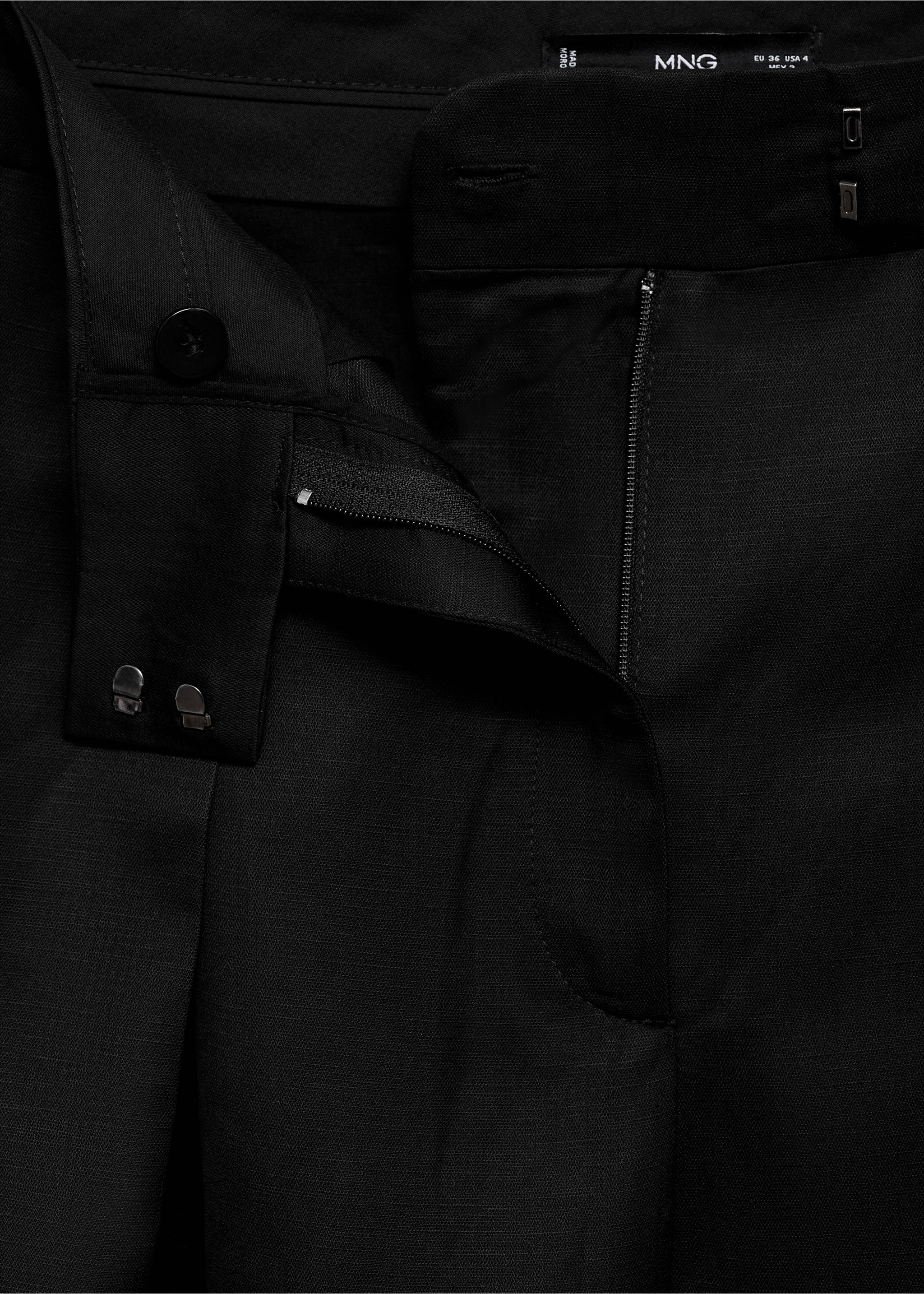 Wideleg bandplooibroek - Detail van het artikel 8, Zwart. Ref: 17091264-00.
