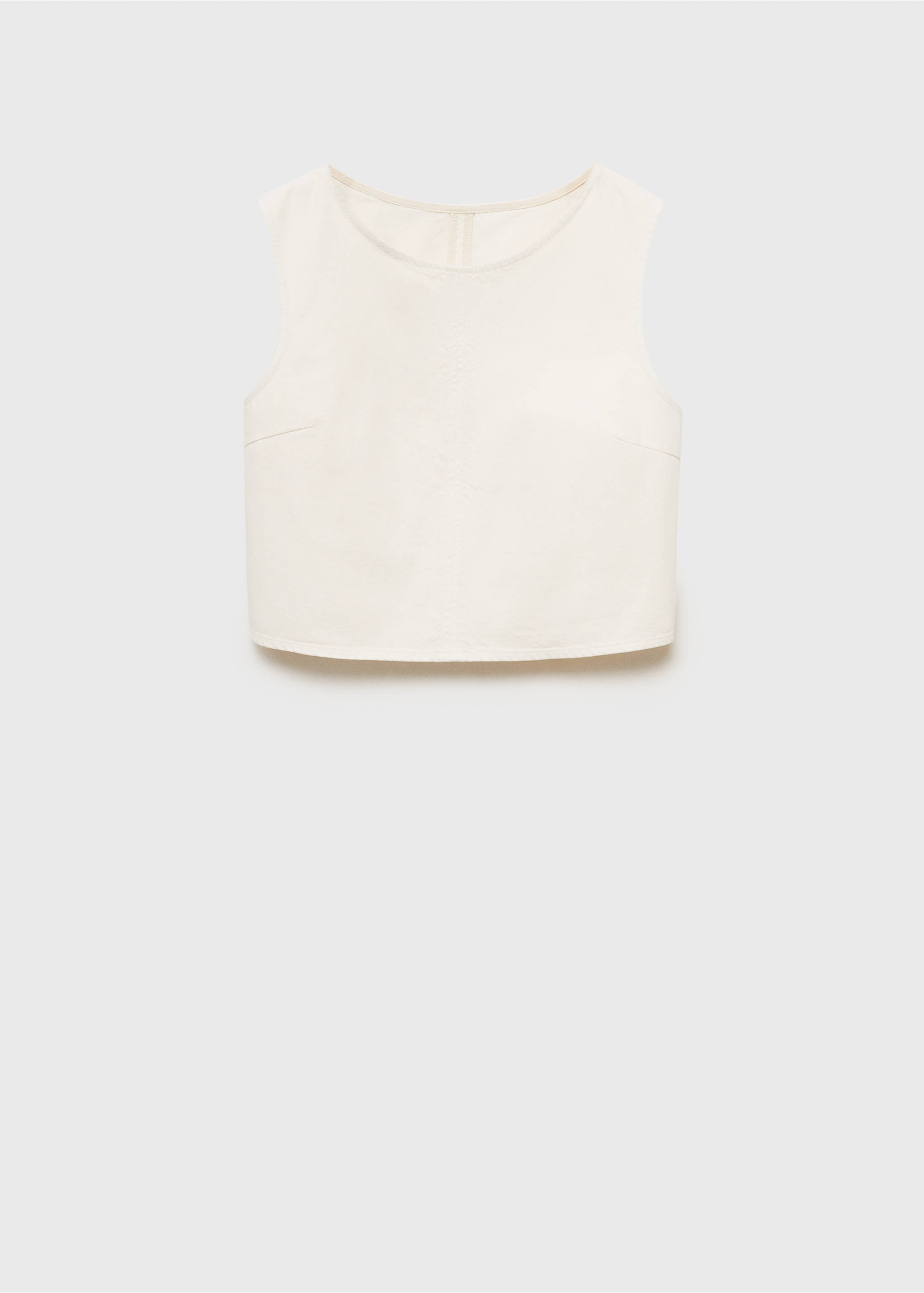 Denim crop top with buckle closure - Article without model, Off White. Ref: 17091267-00.