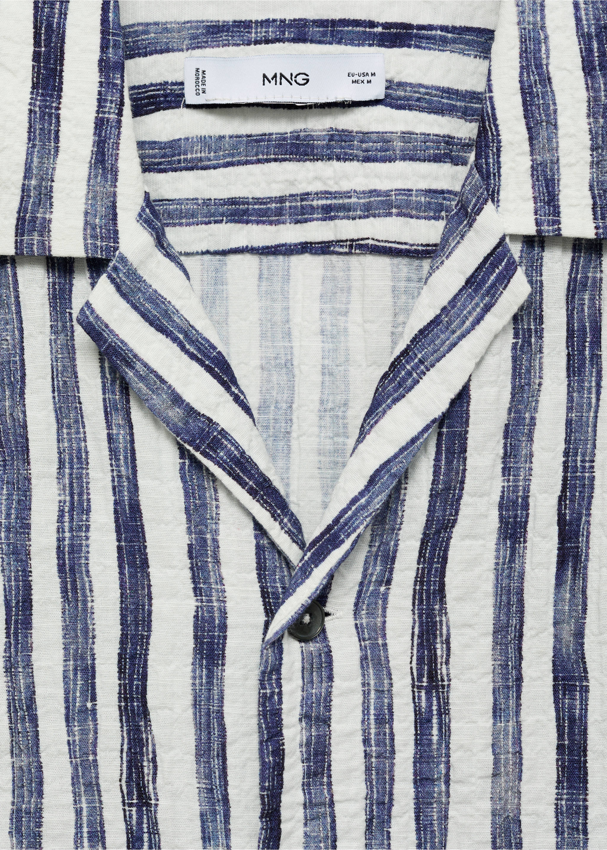 Short-sleeved striped cotton shirt - Details of the article 8, Blue. Ref: 17091276-00.
