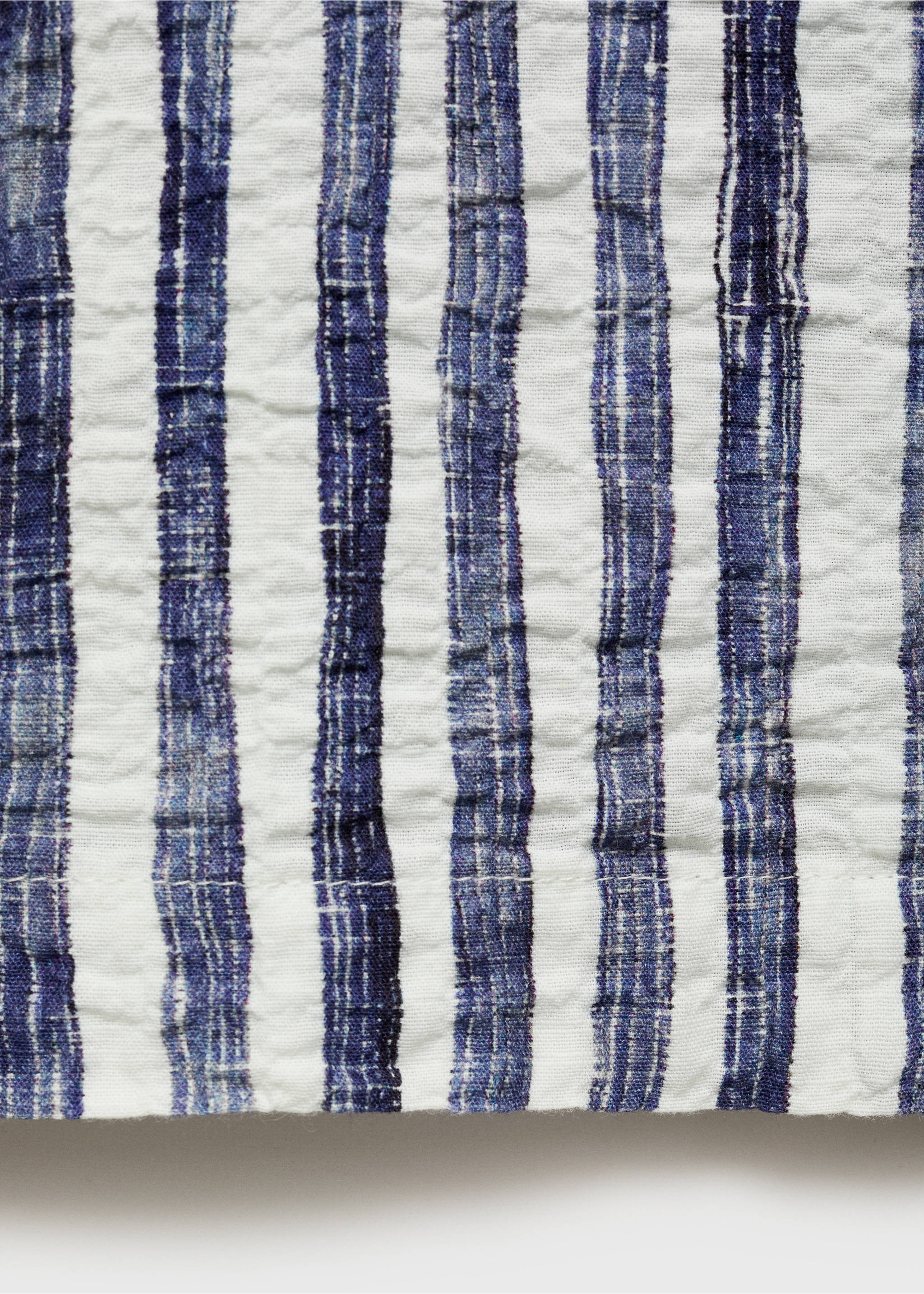 Short-sleeved striped cotton shirt - Details of the article 0, Blue. Ref: 17091276-00.