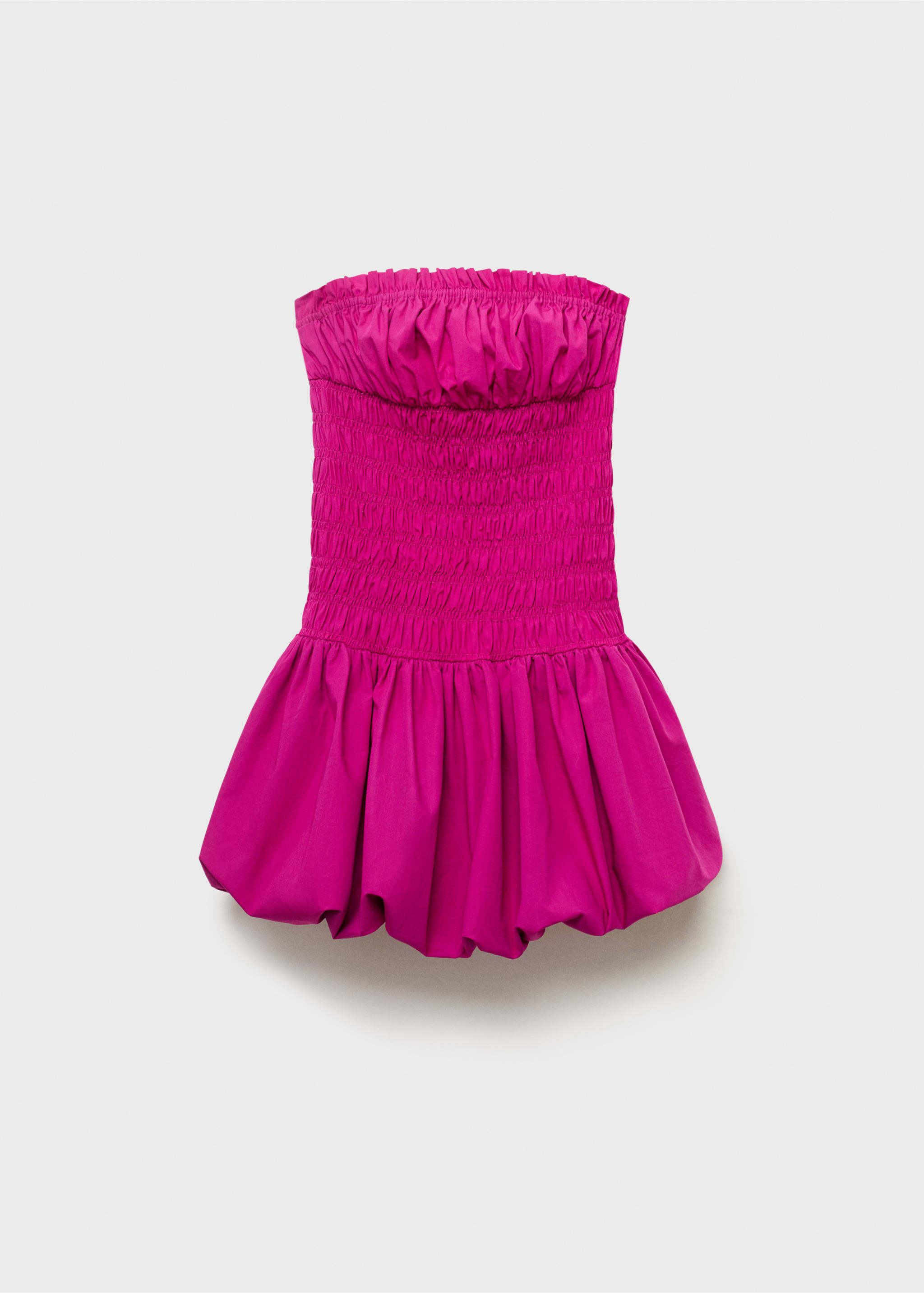 Short gathered balloon dress - Article without model, Fuchsia. Ref: 17091278-00.