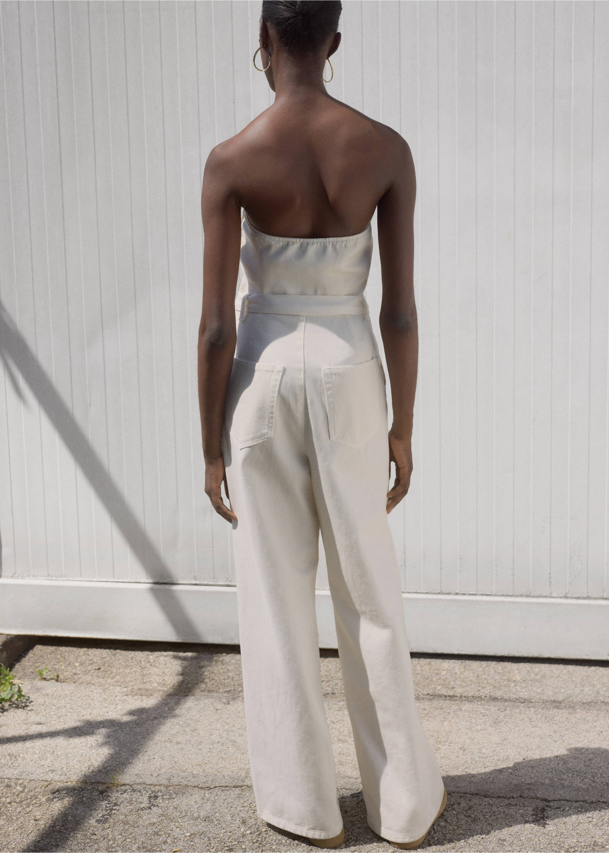 Spijkerjumpsuit met ceintuur - Achterkant van het artikel, Wit. Ref: 17091279-00.