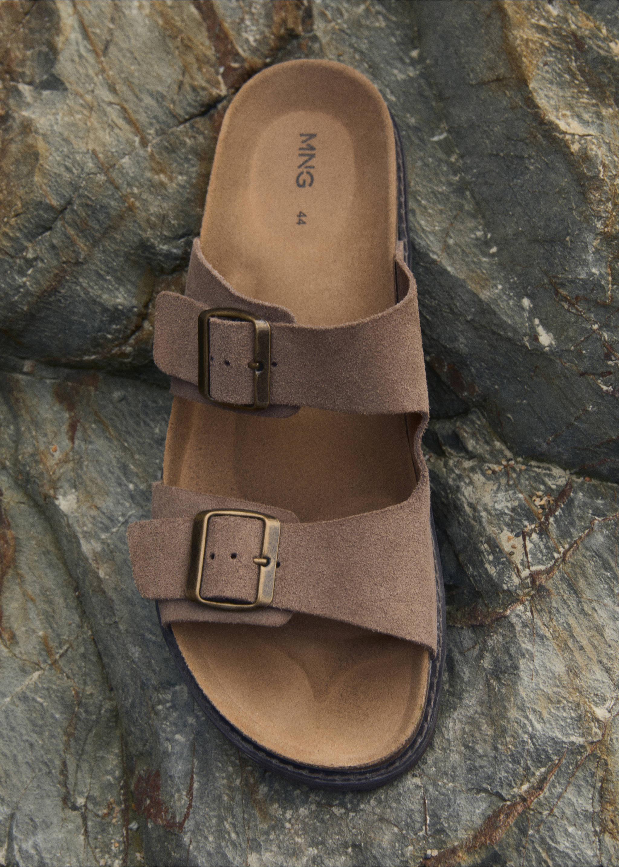 Buckles leather sandal - General plane, Medium Brown. Ref: 17091280-00.