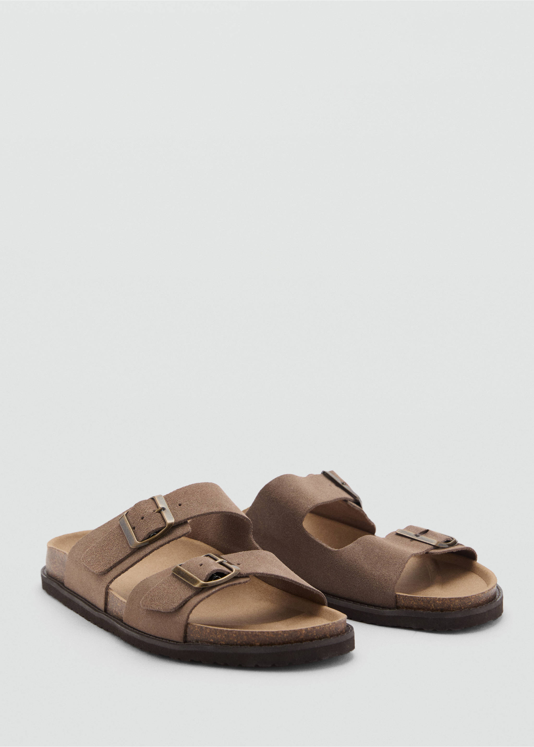 Buckles leather sandal - Medium plane, Medium Brown. Ref: 17091280-00.