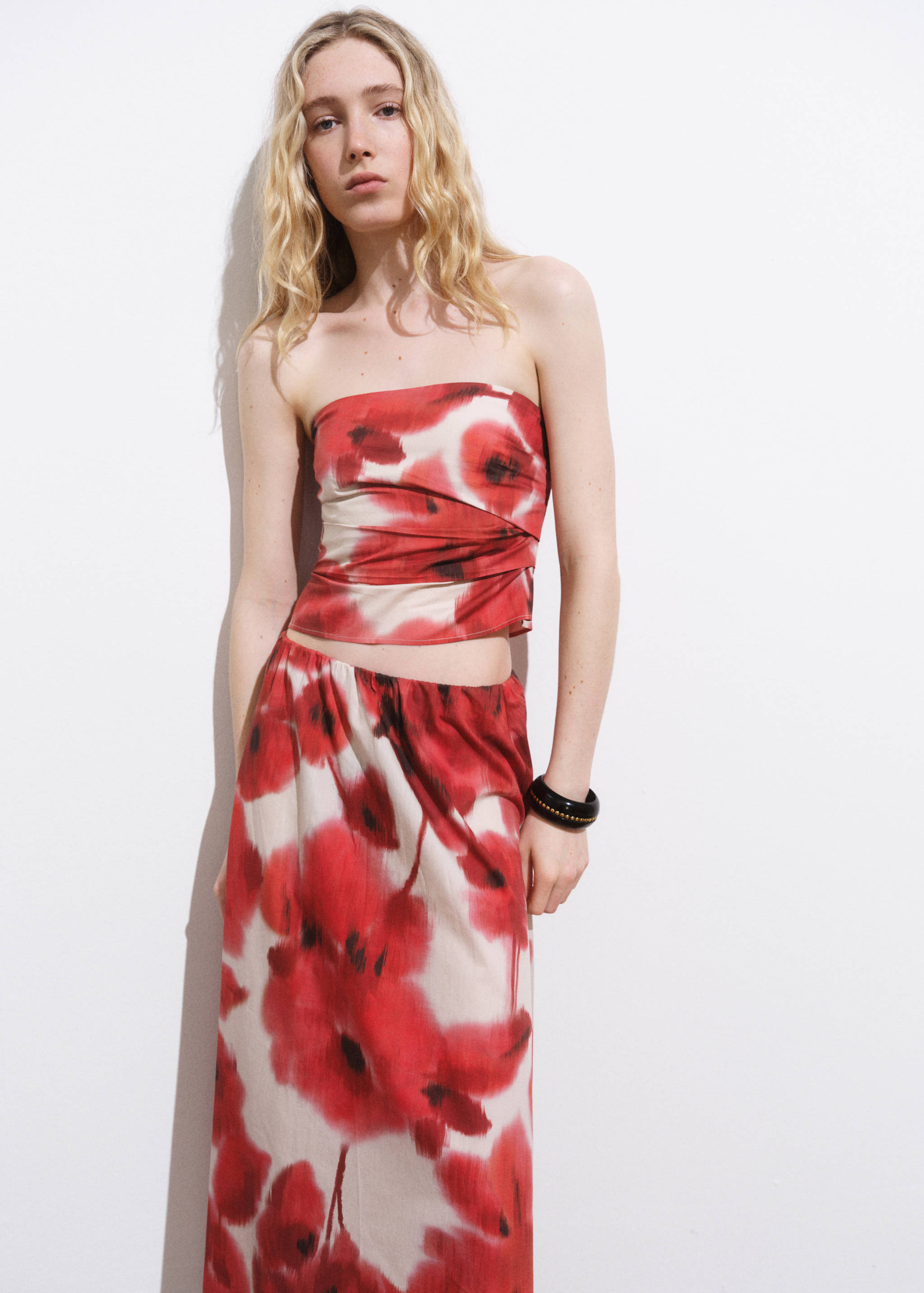 Floral-print bandeau top - Medium plane