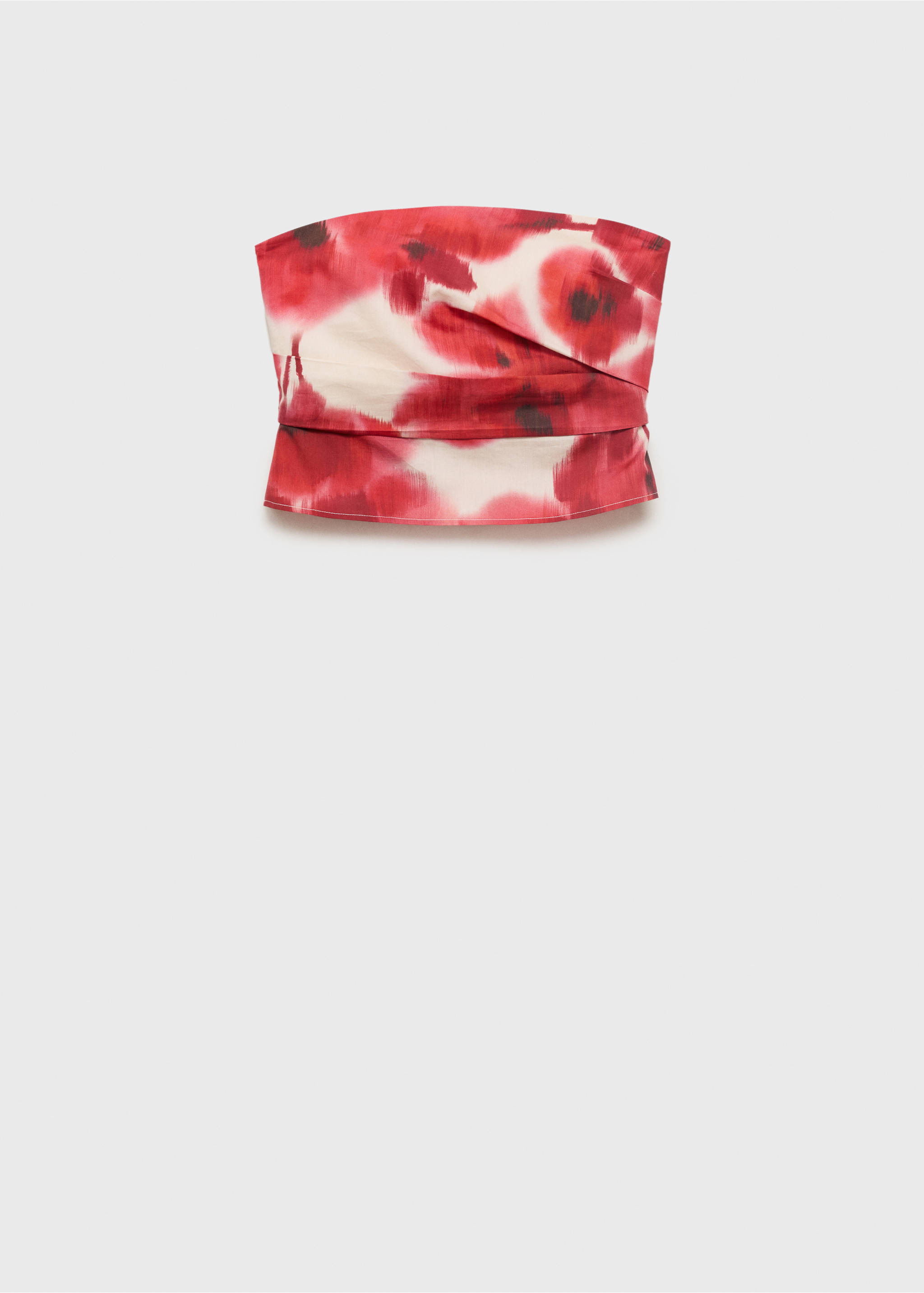 Floral-print bandeau top - Article without model, Ecru. Ref: 17091287-00.