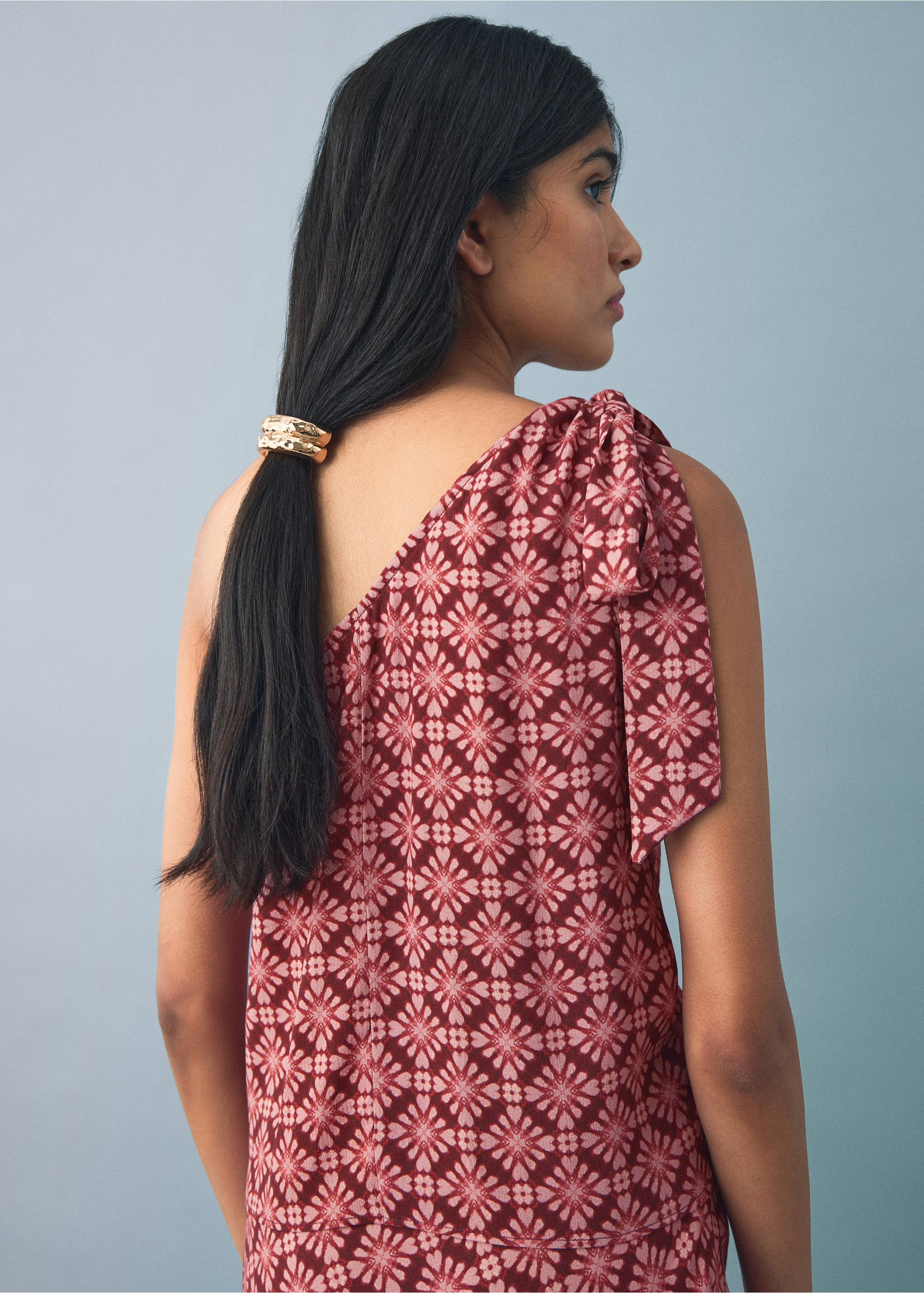Asymmetrical blouse with bow at the neck - General plane, Pastel Pink. Ref: 17091288-00.