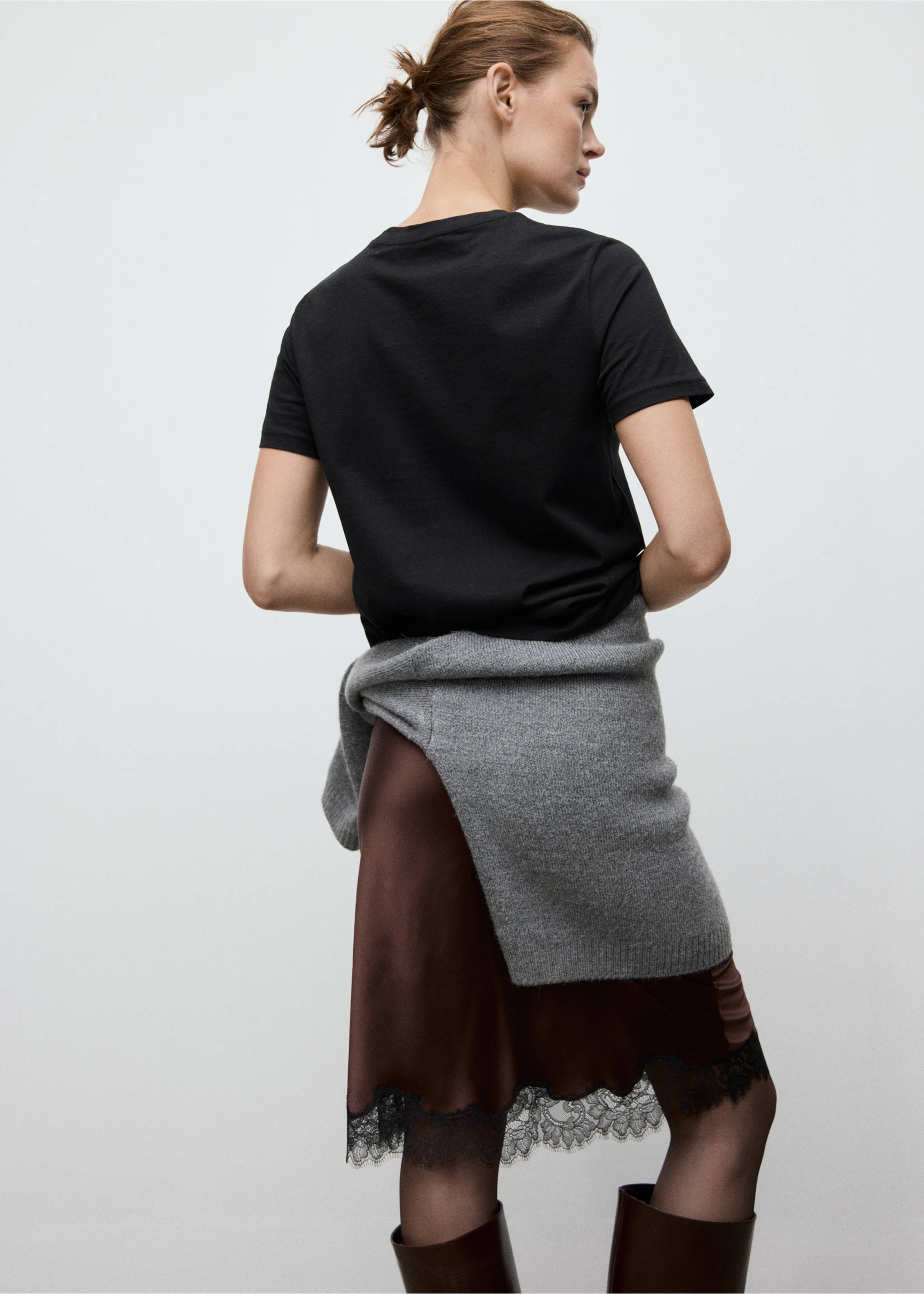 Pamučna majica kratkih rukava - Stražnji dio artikla, Crna. Ref: 17091515-00.