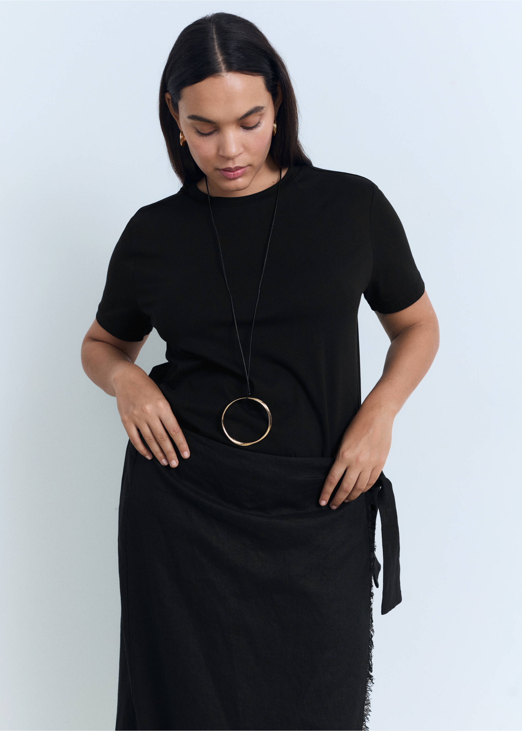 Pamučna majica kratkih rukava - Detalji artikla 5, Crna. Ref: 17091515-00.