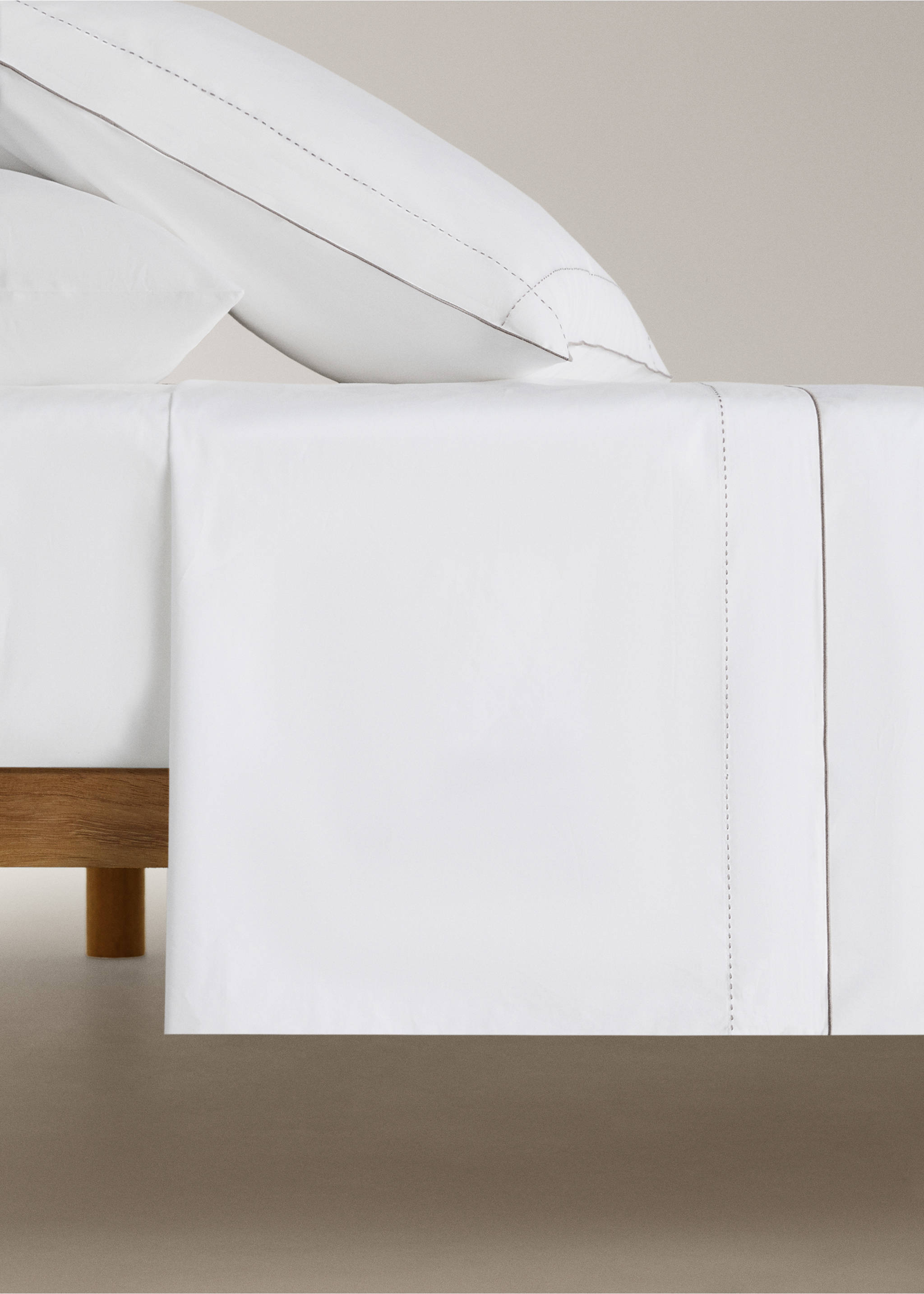 200-thread count percale cotton top sheet for 90 cm bed - Article without model, White. Ref: 17091521-00.