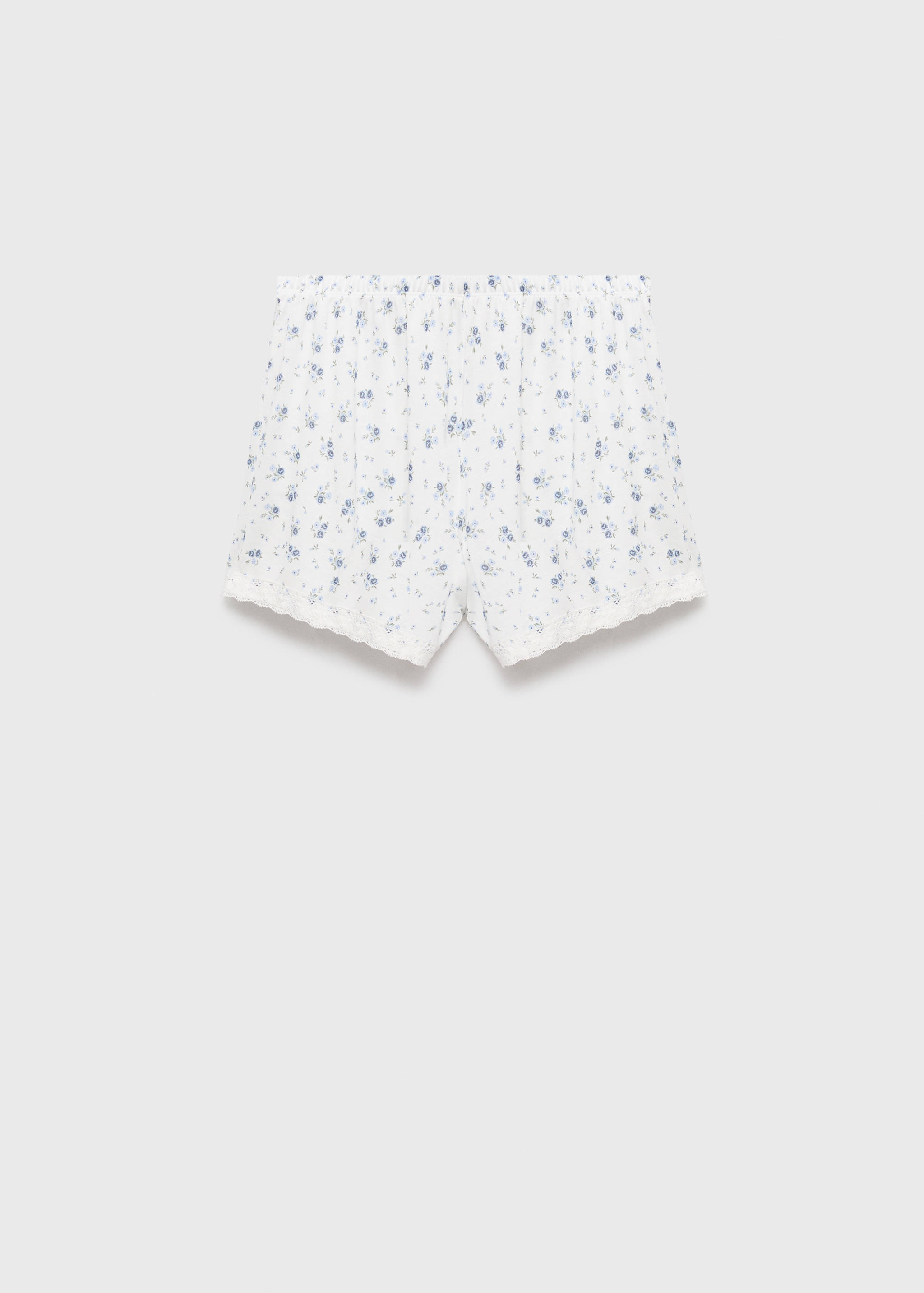 Floral-print pyjama shorts with lace trim - Article without model