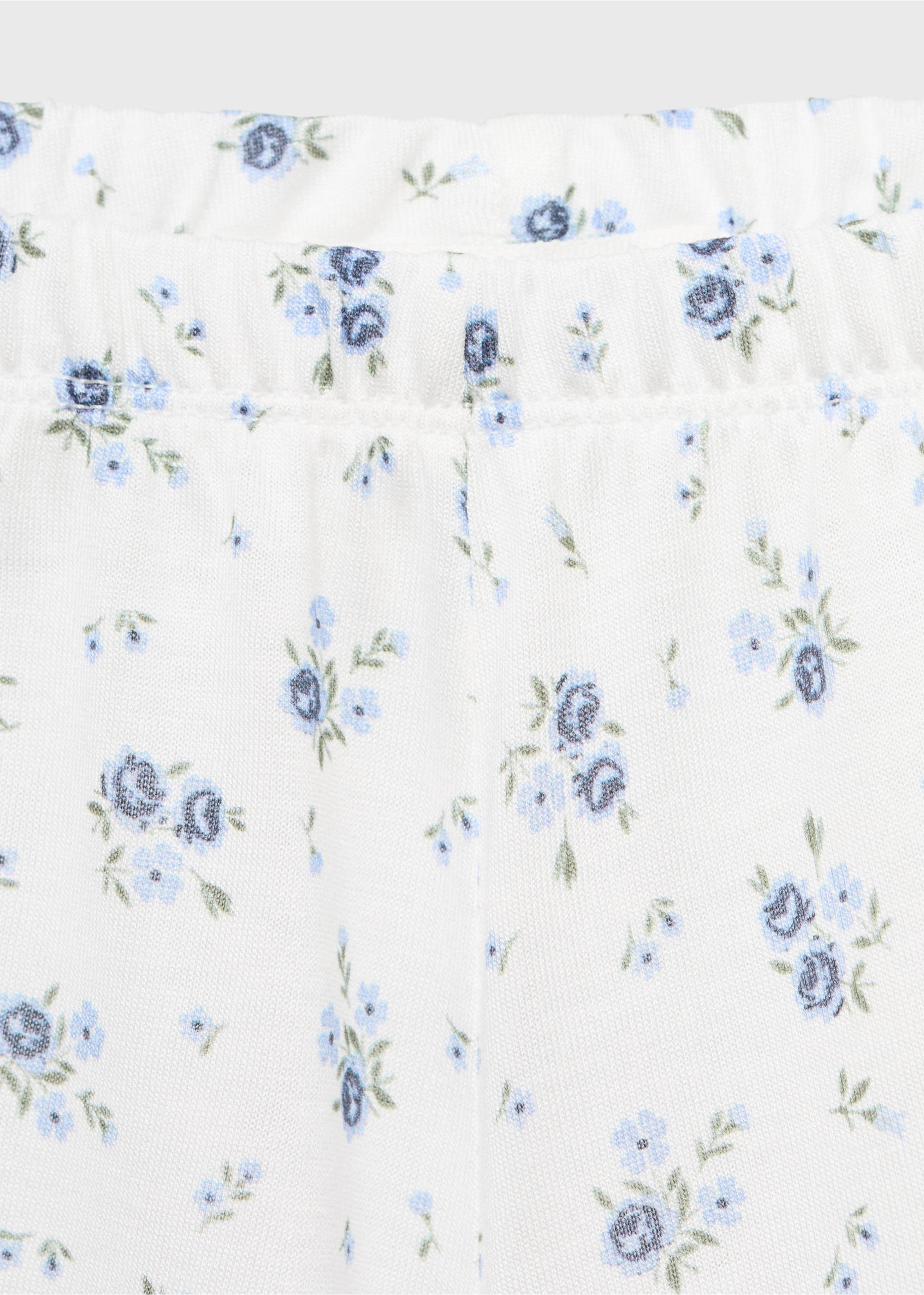 Floral-print pyjama shorts with lace trim - Details of the article 0, White. Ref: 17091523-00.