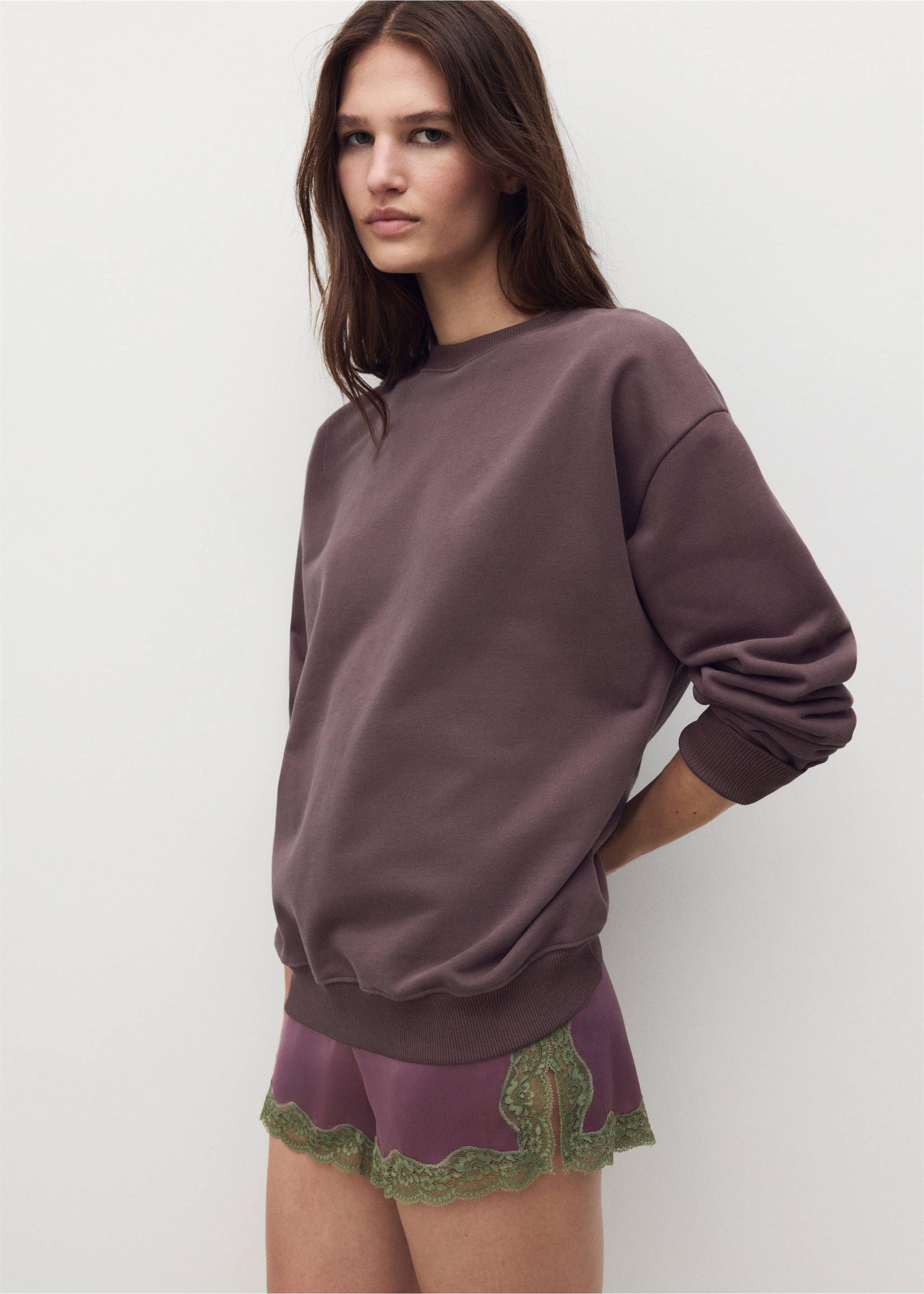 Plain organic cotton sweatshirt - Medium plane, Dark Red. Ref: 17091524-00.