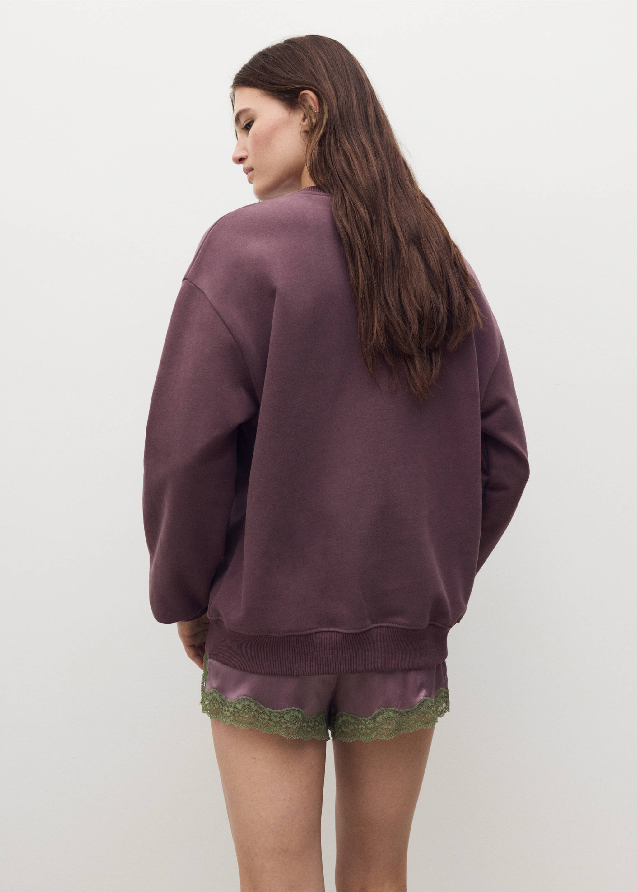 Plain organic cotton sweatshirt - Reverse of the article, Dark Red. Ref: 17091524-00.