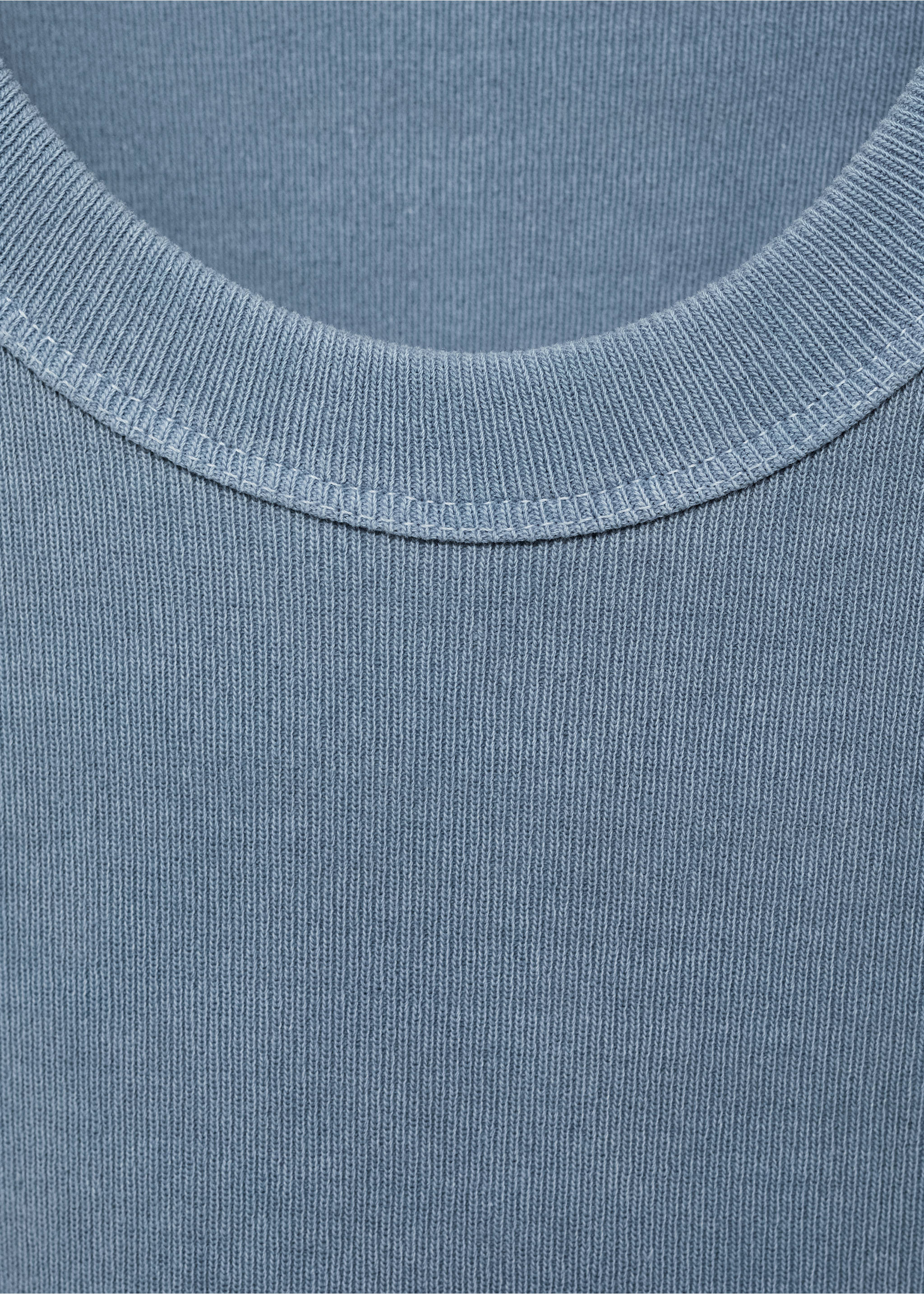 Ribbed cotton-blend top - Details of the article 8, Blue. Ref: 17091534-00.