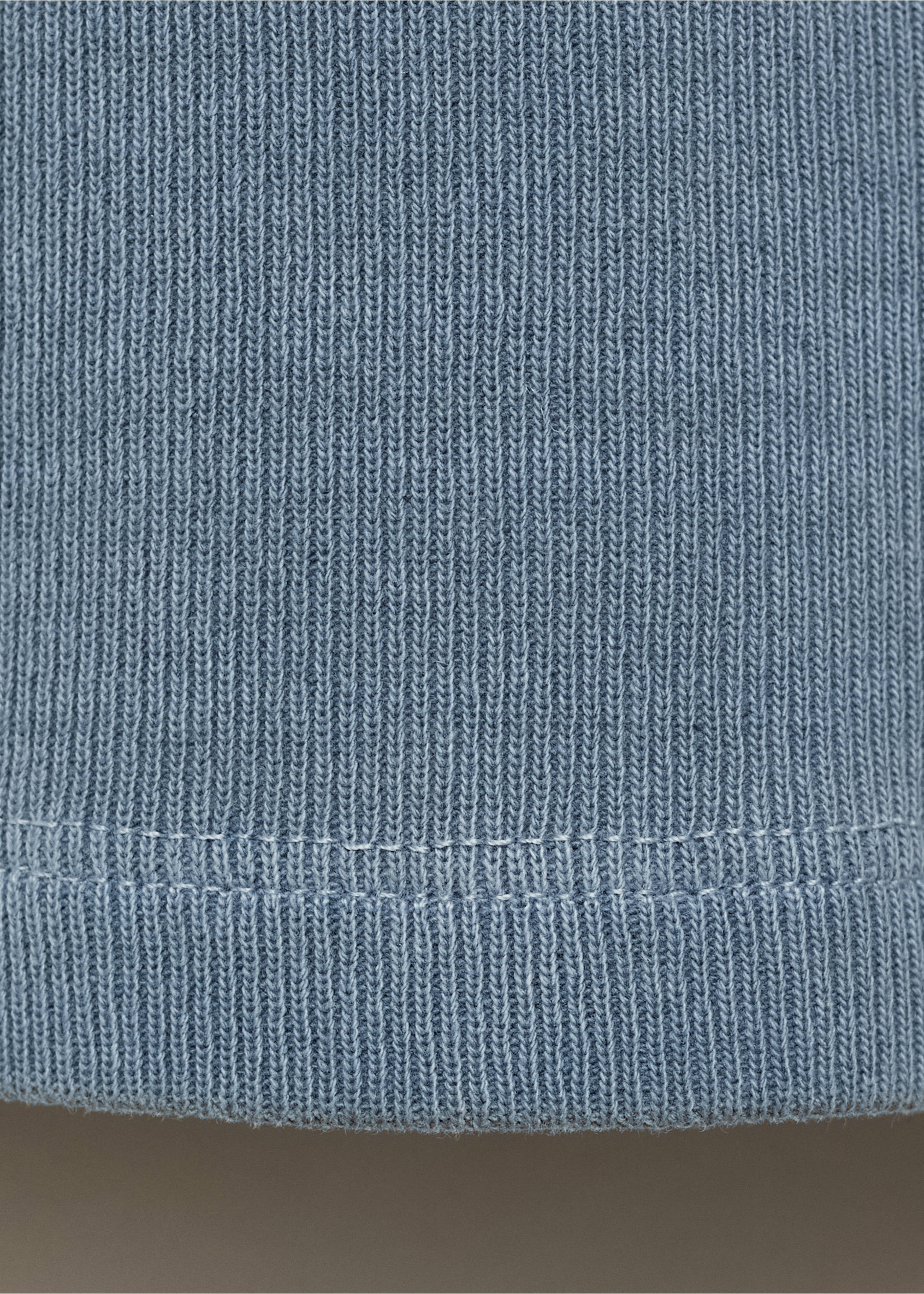 Ribbed cotton-blend top - Details of the article 0, Blue. Ref: 17091534-00.