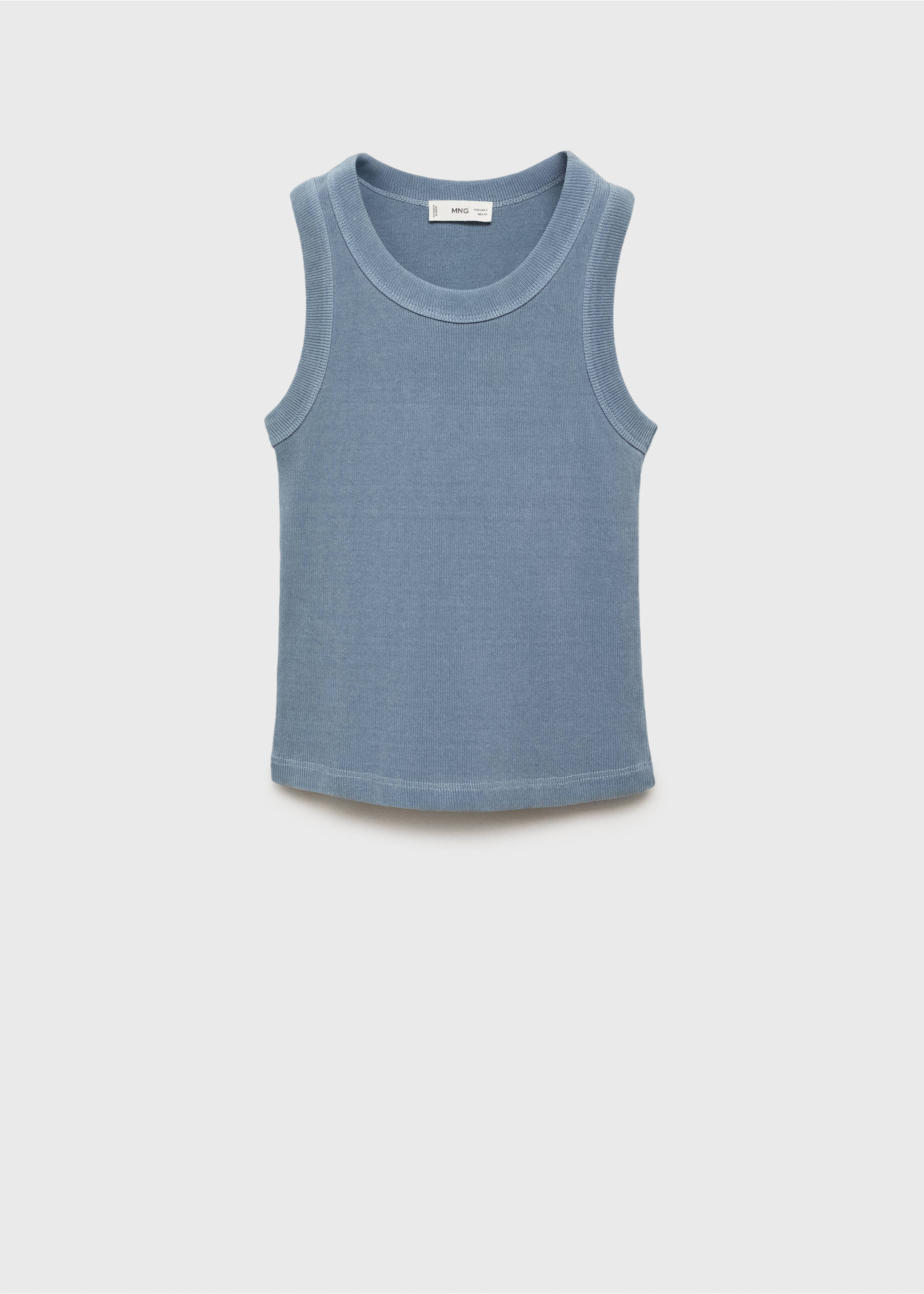 Ribbed cotton-blend top - Article without model, Blue. Ref: 17091534-00.