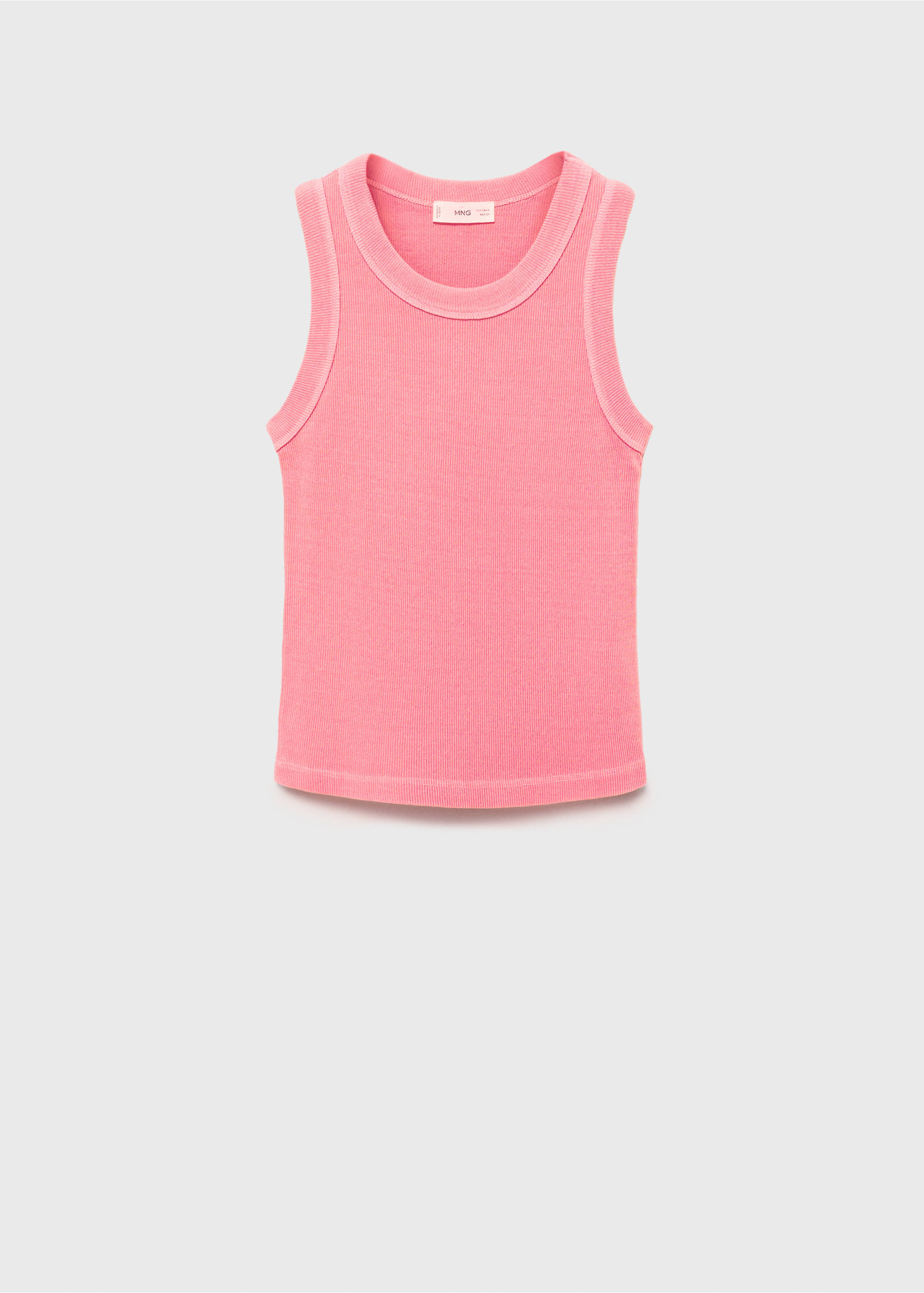 Ribbed cotton-blend top - Article without model, Pink. Ref: 17091534-00.