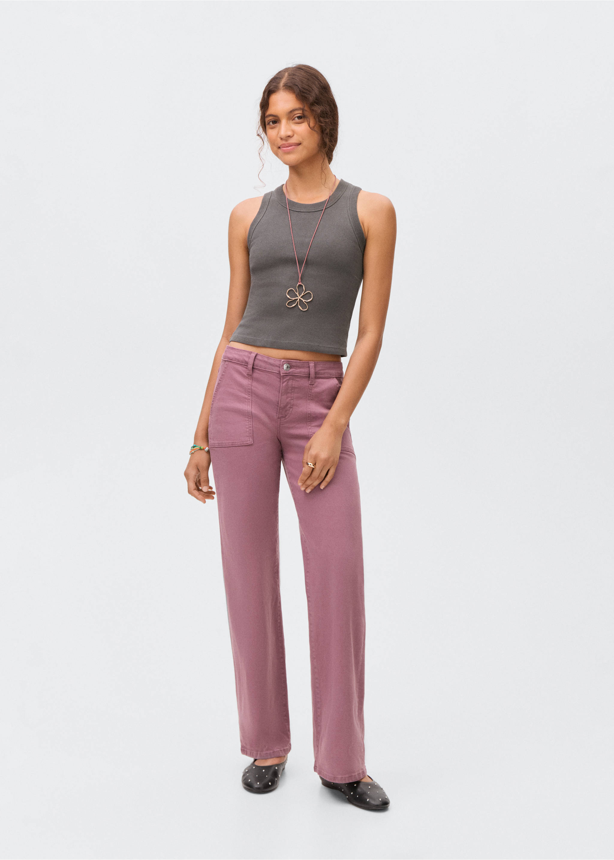 Ribbed cotton-blend top - General plane, Charcoal. Ref: 17091534-00.
