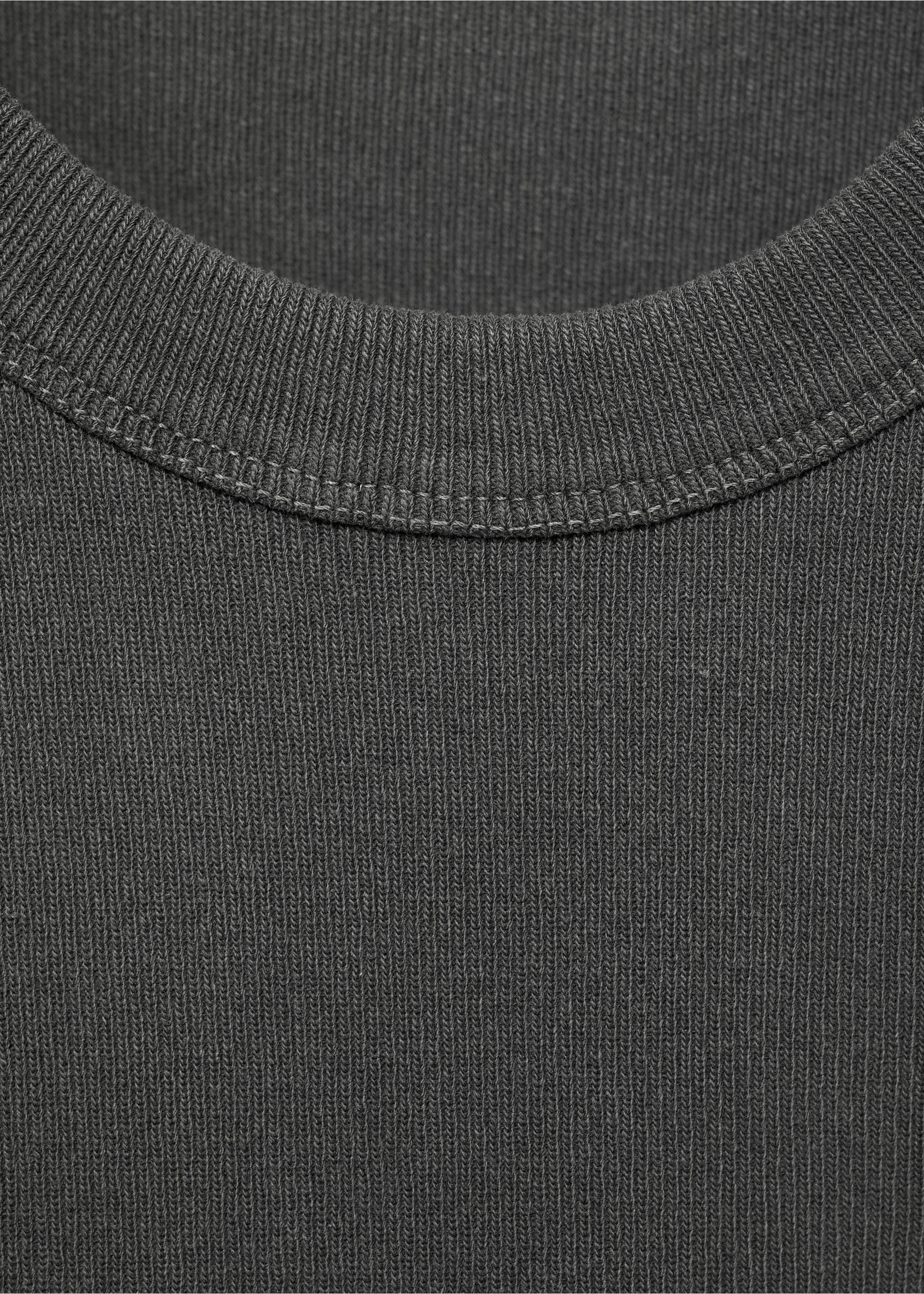 Ribbed cotton-blend top - Details of the article 8, Charcoal. Ref: 17091534-00.
