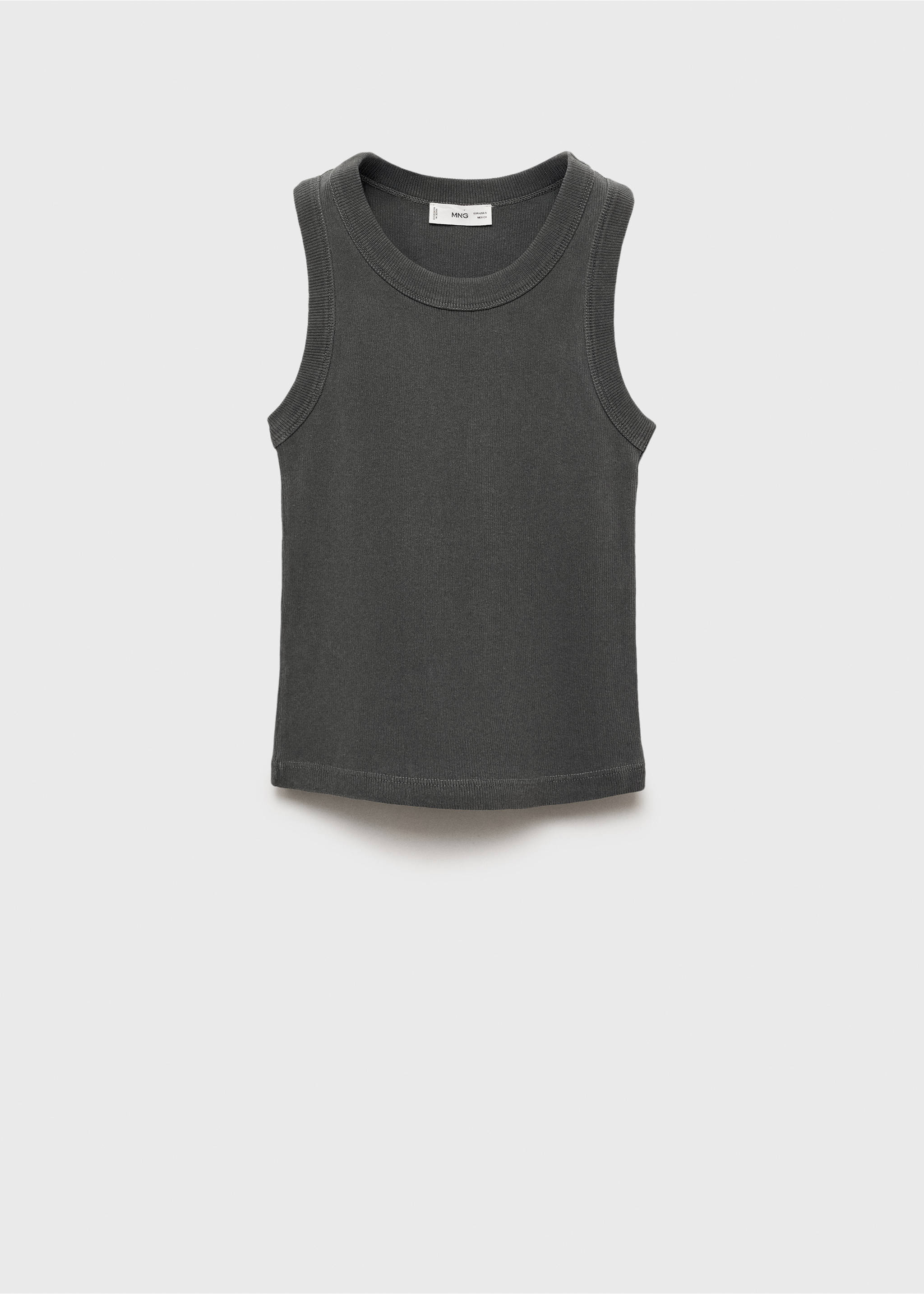 Ribbed cotton-blend top - Article without model, Charcoal. Ref: 17091534-00.