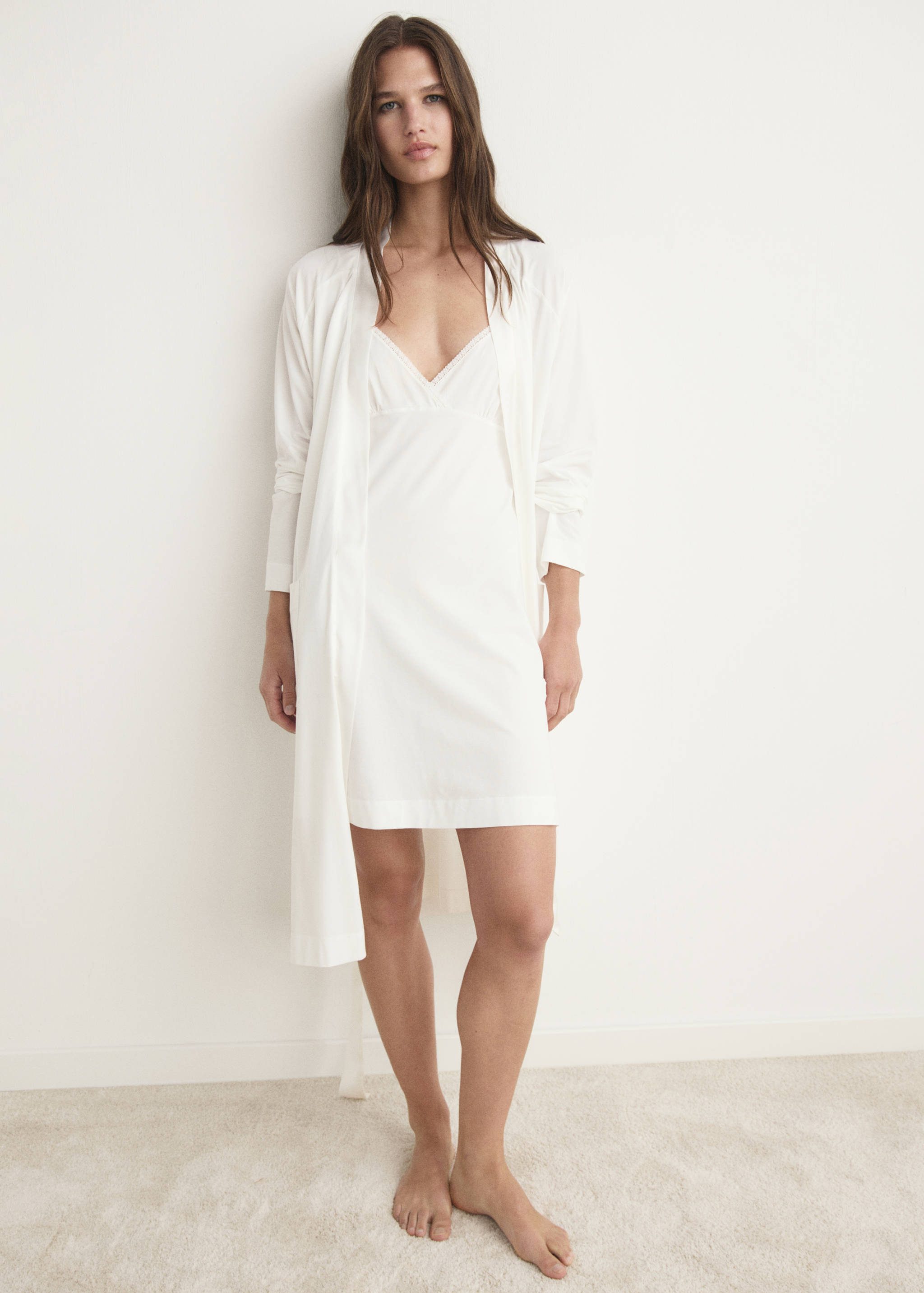 Peignoir en coton liseré satin - Plan général