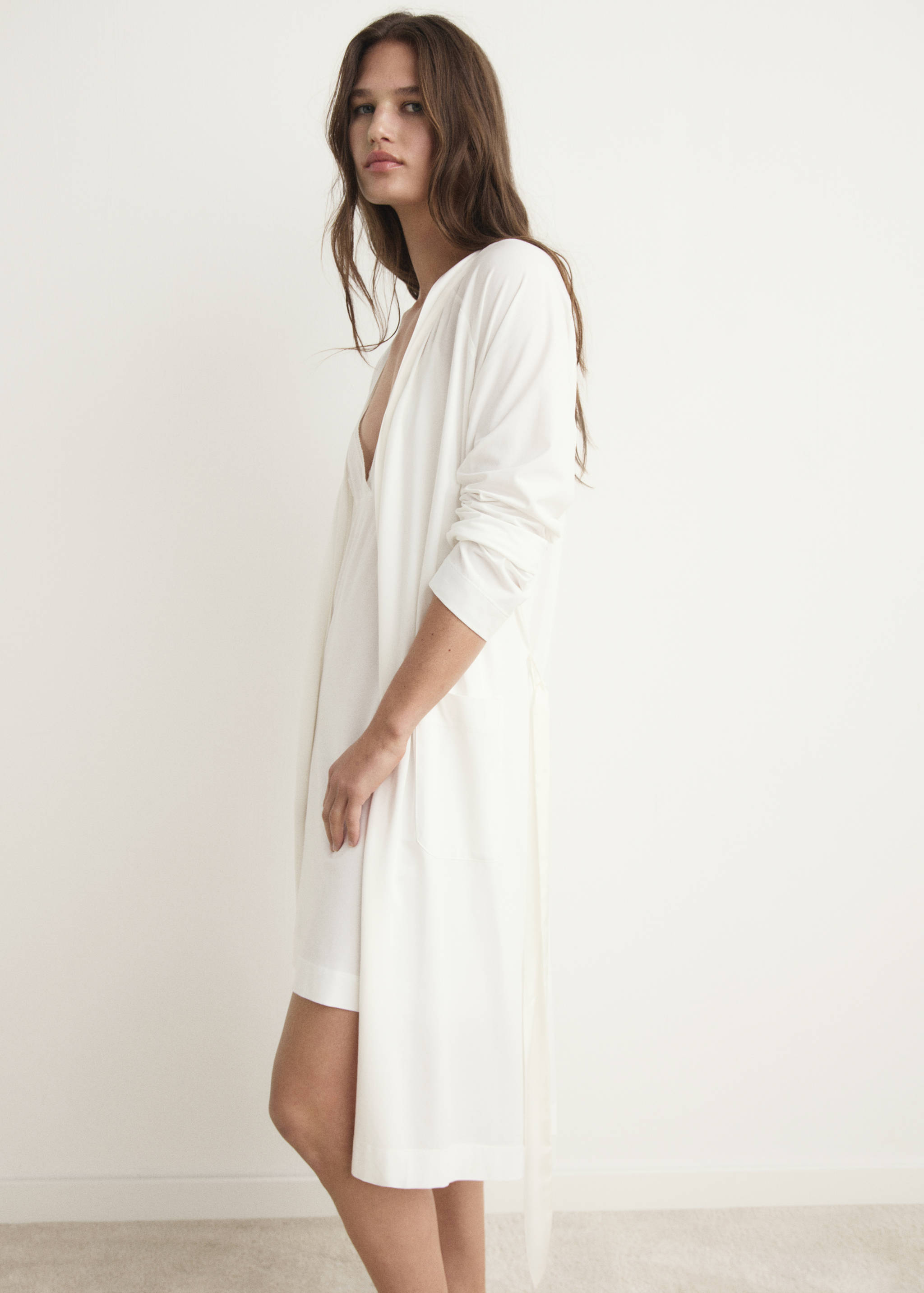 Peignoir en coton liseré satin - Détail de l'article 2