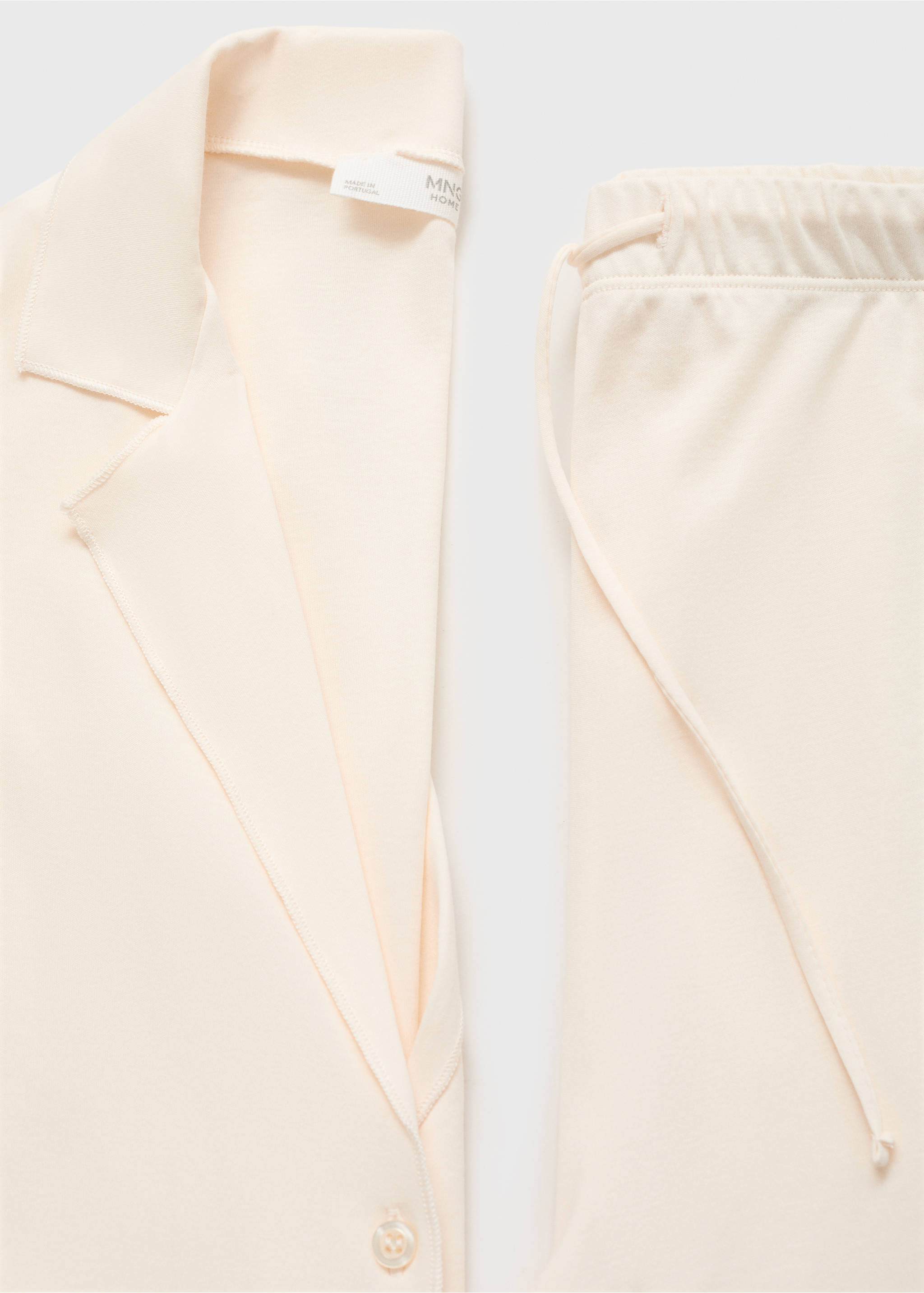 Plain cotton pyjama shirt - Details of the article 0, Vanilla. Ref: 17091542-00.