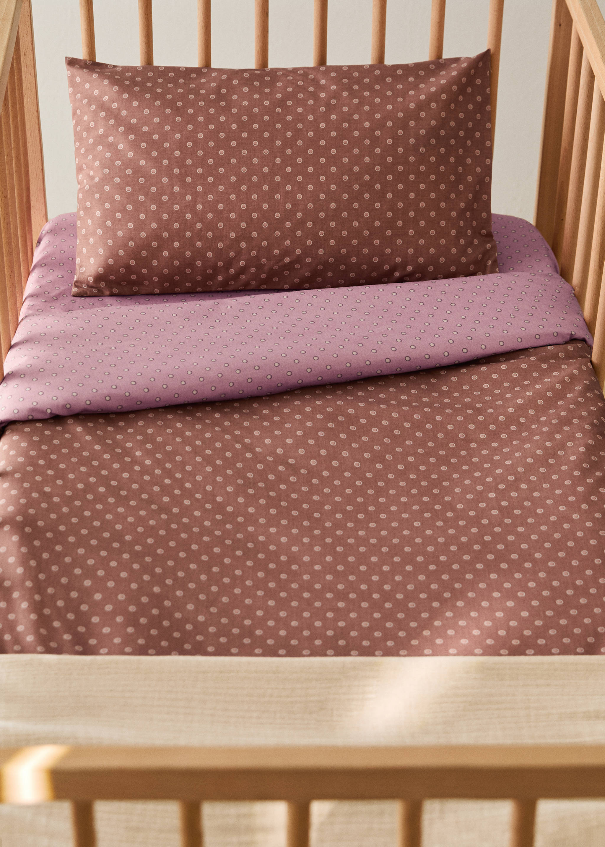 Housse de couette berceau en coton à pois réversible - Plan général