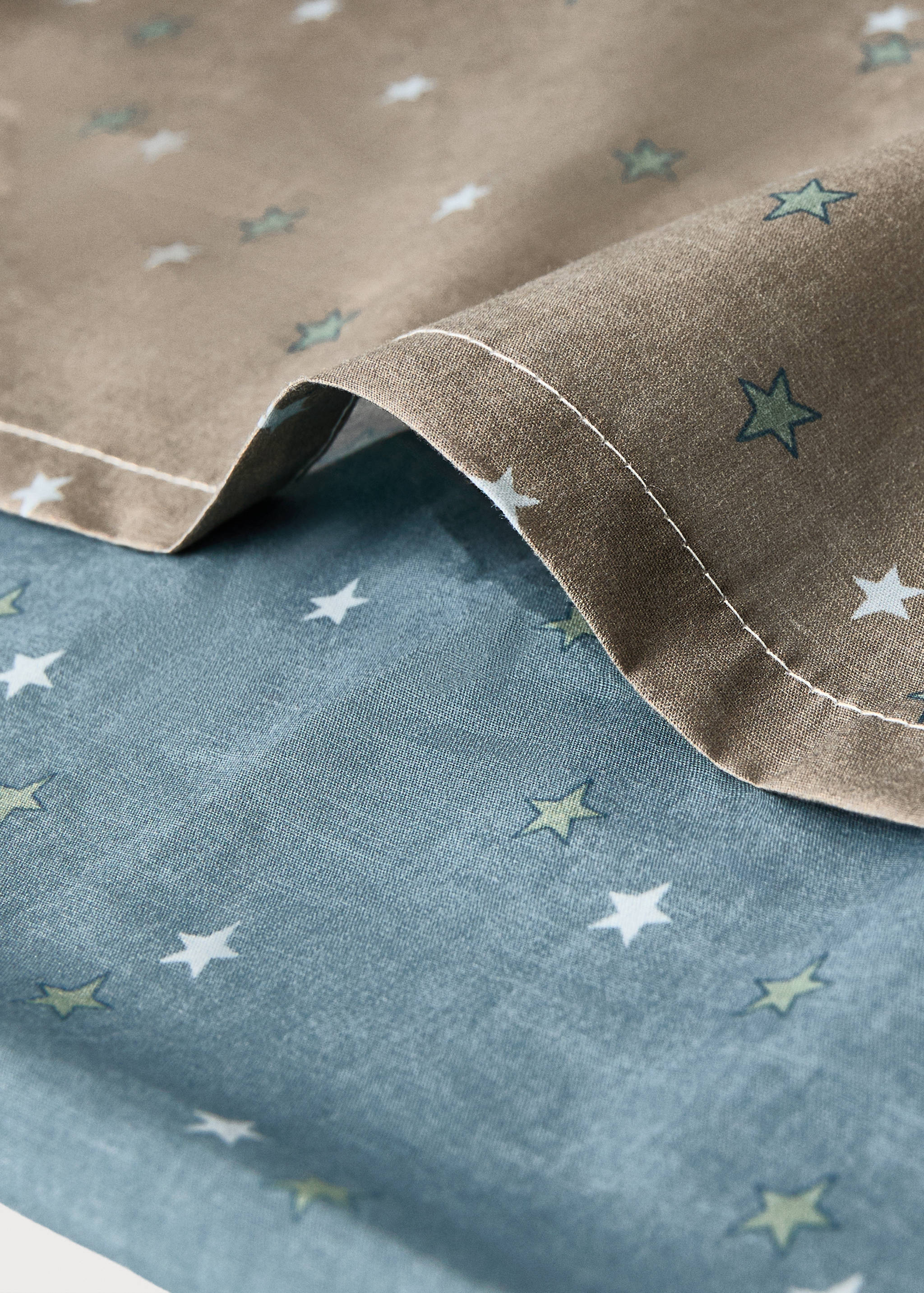 Reversible cotton percale cotton duvet cover with stars for cot - Details of the article 1