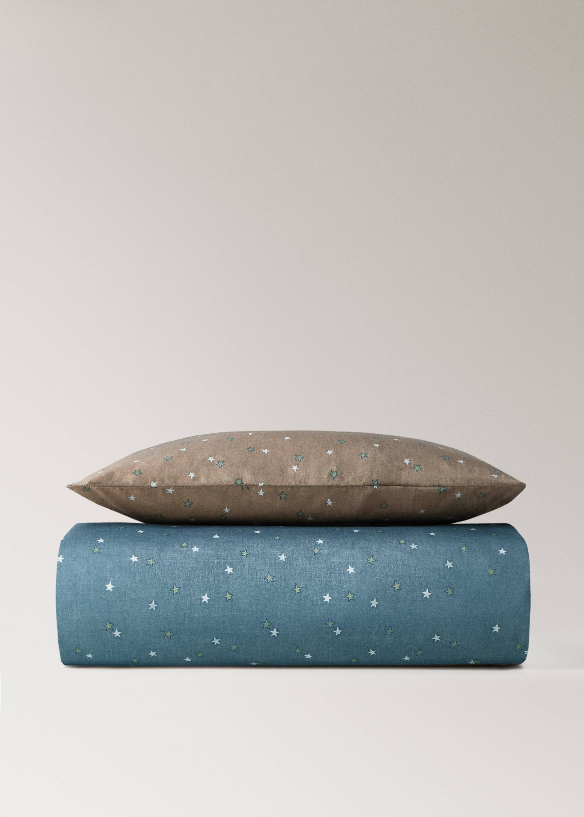 Reversible cotton percale cotton duvet cover with stars for cot - Details of the article 4