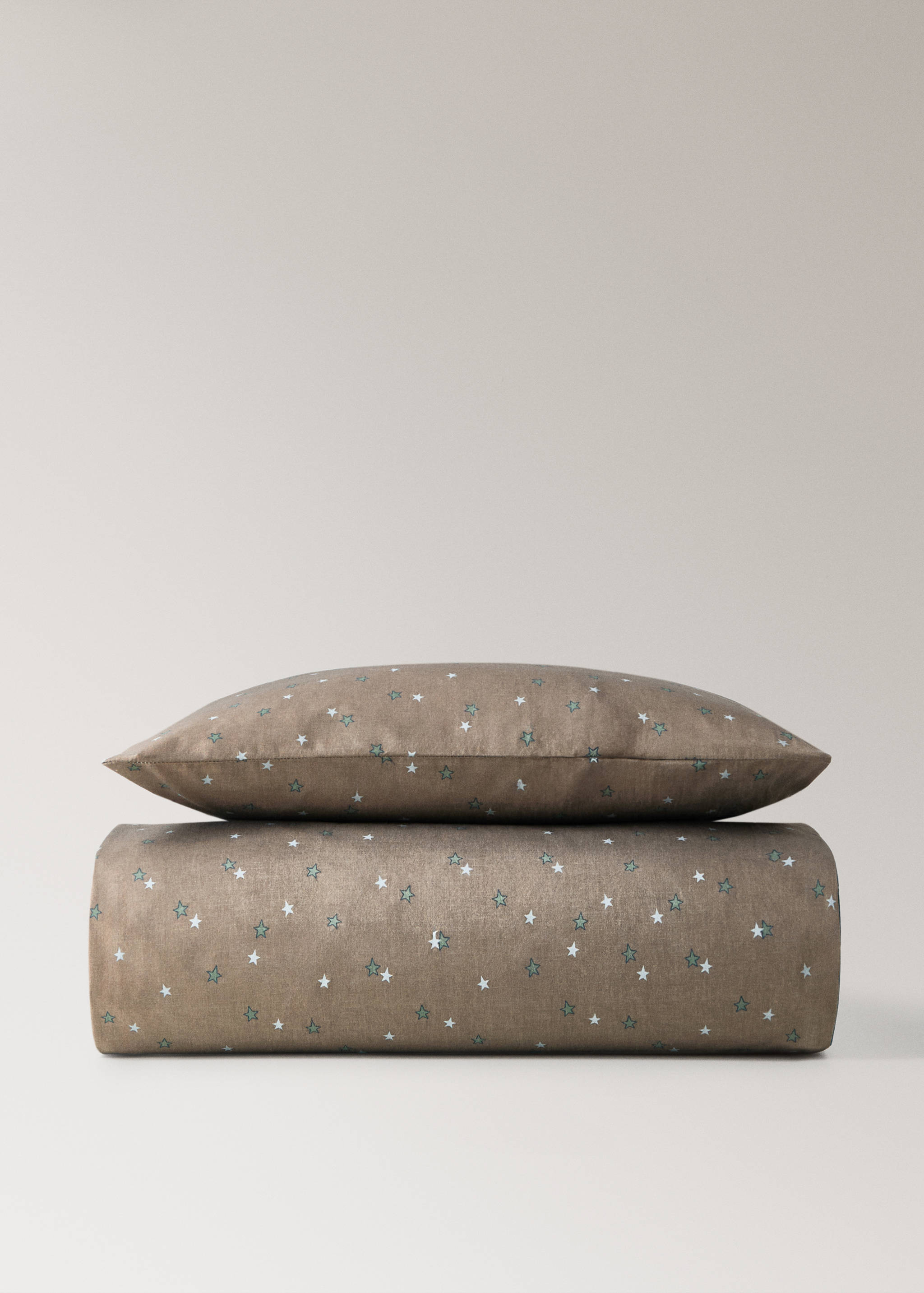 Reversible cotton percale cotton duvet cover with stars for cot - Article without model