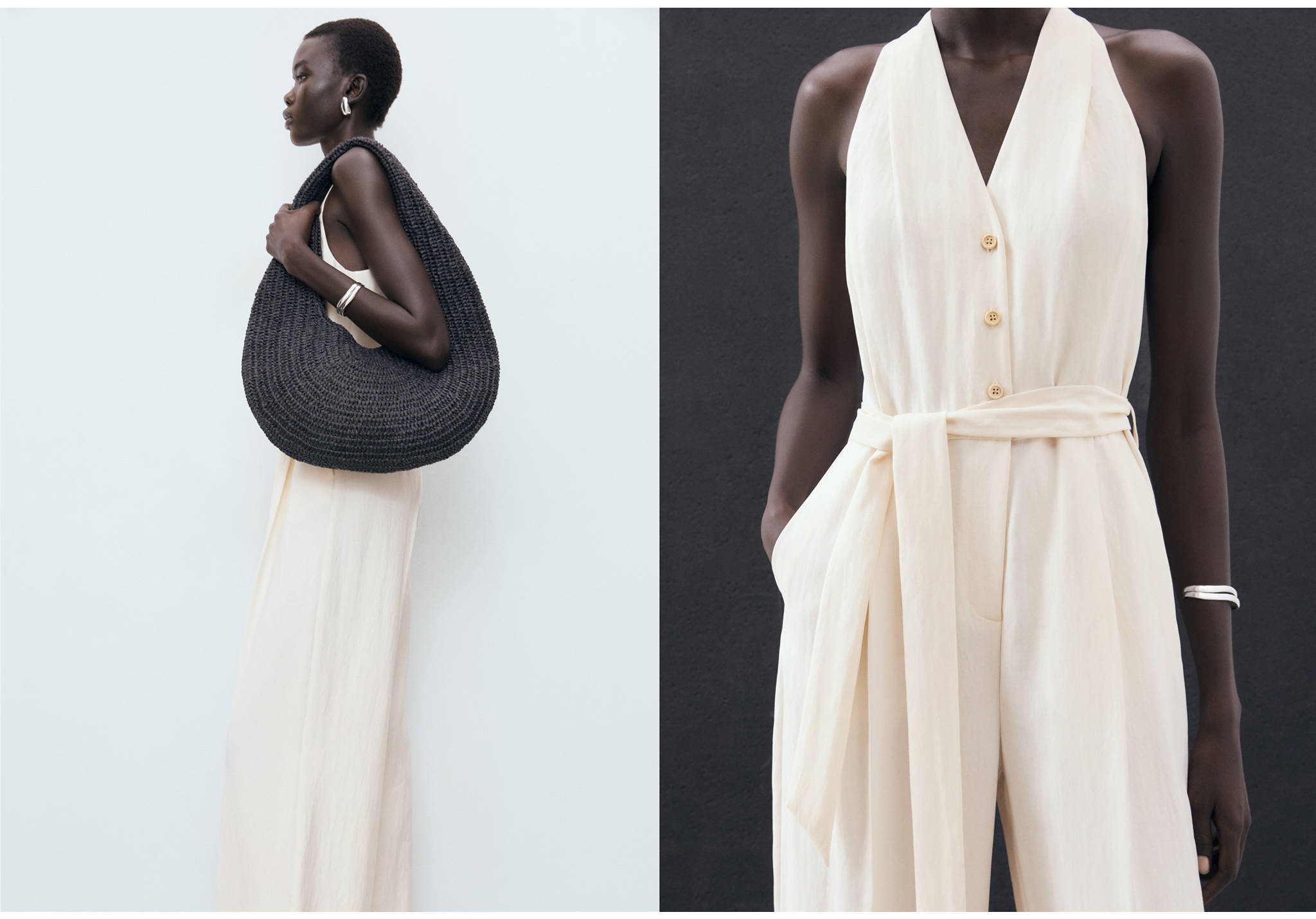 Halter-neck jumpsuit with belt - Panoramic plane
