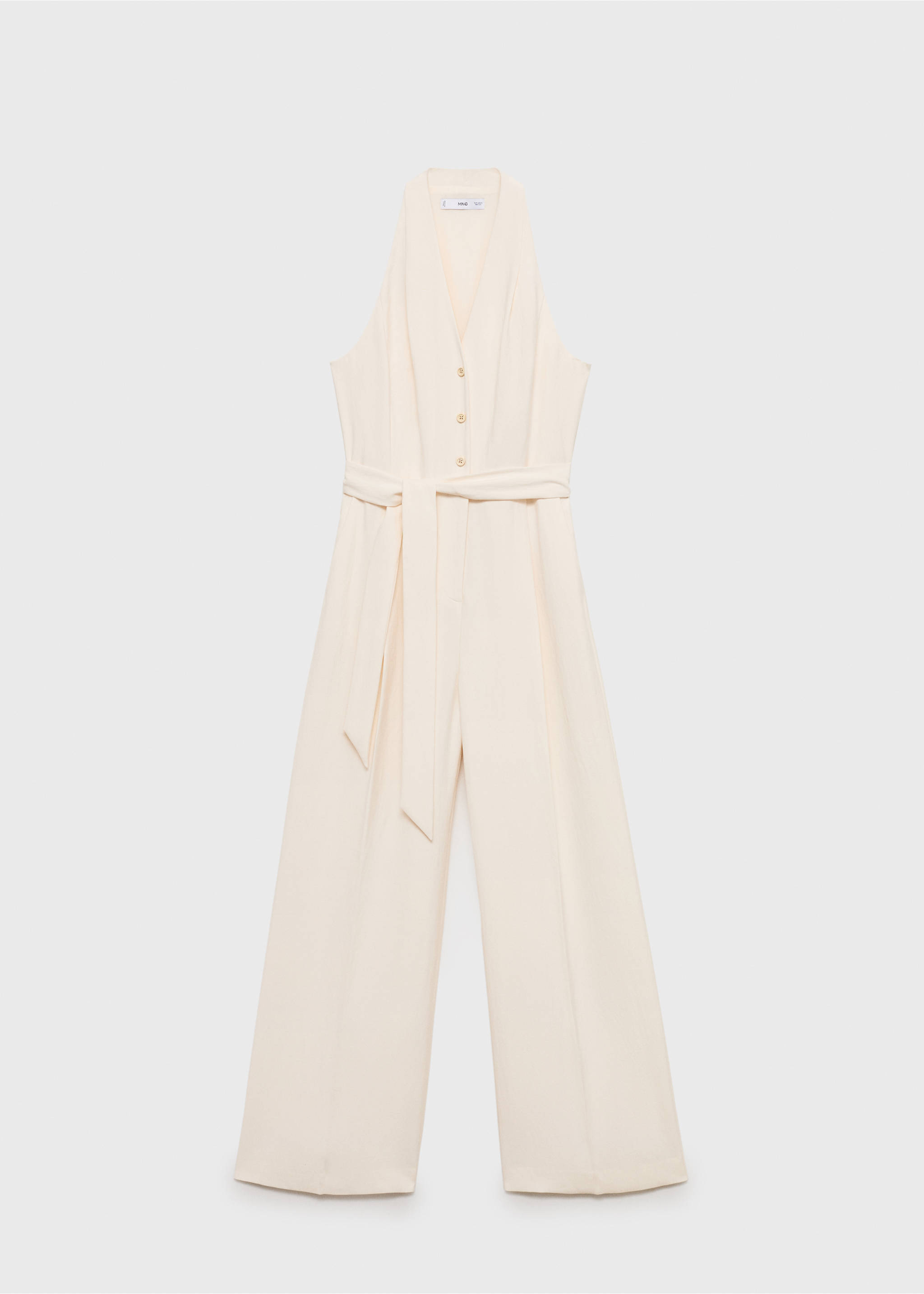 Halter-neck jumpsuit with belt - Article without model, Ecru. Ref: 17092028-00.
