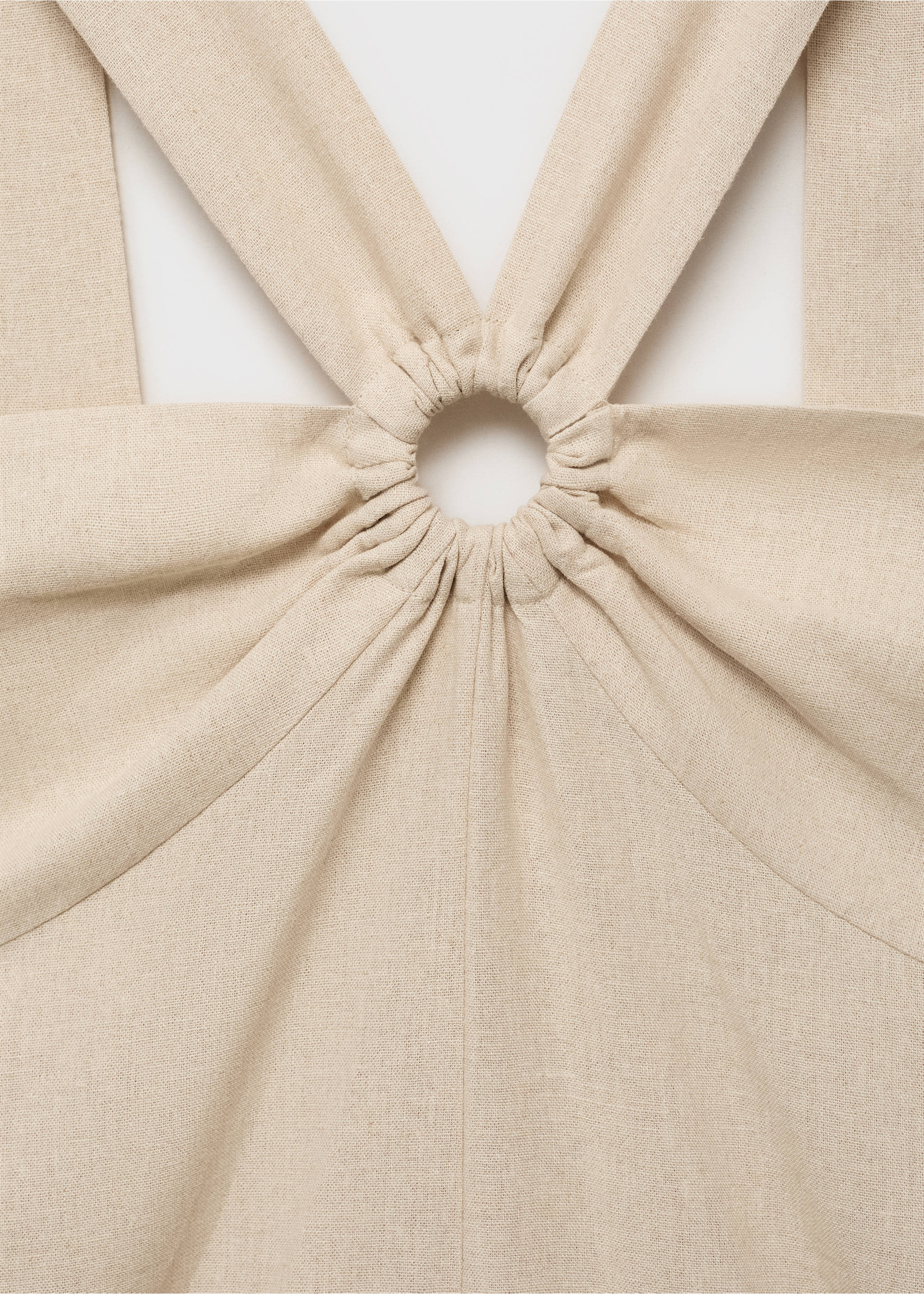 Linen jumpsuit with hoop detail - Details of the article 8, Sand. Ref: 17092029-00.