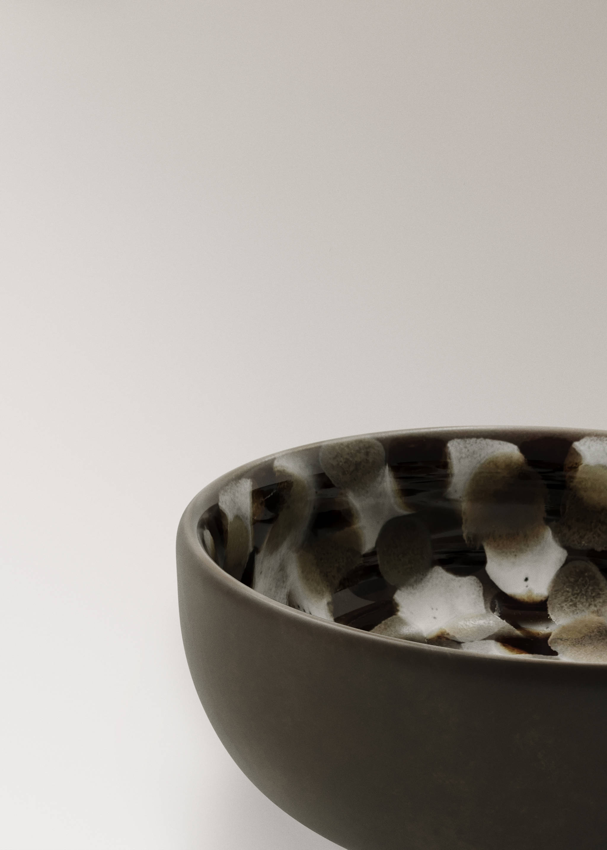 Steingutschale mit reaktiver Glasur und mit Punkte-Motiv - Detail des Artikels 2