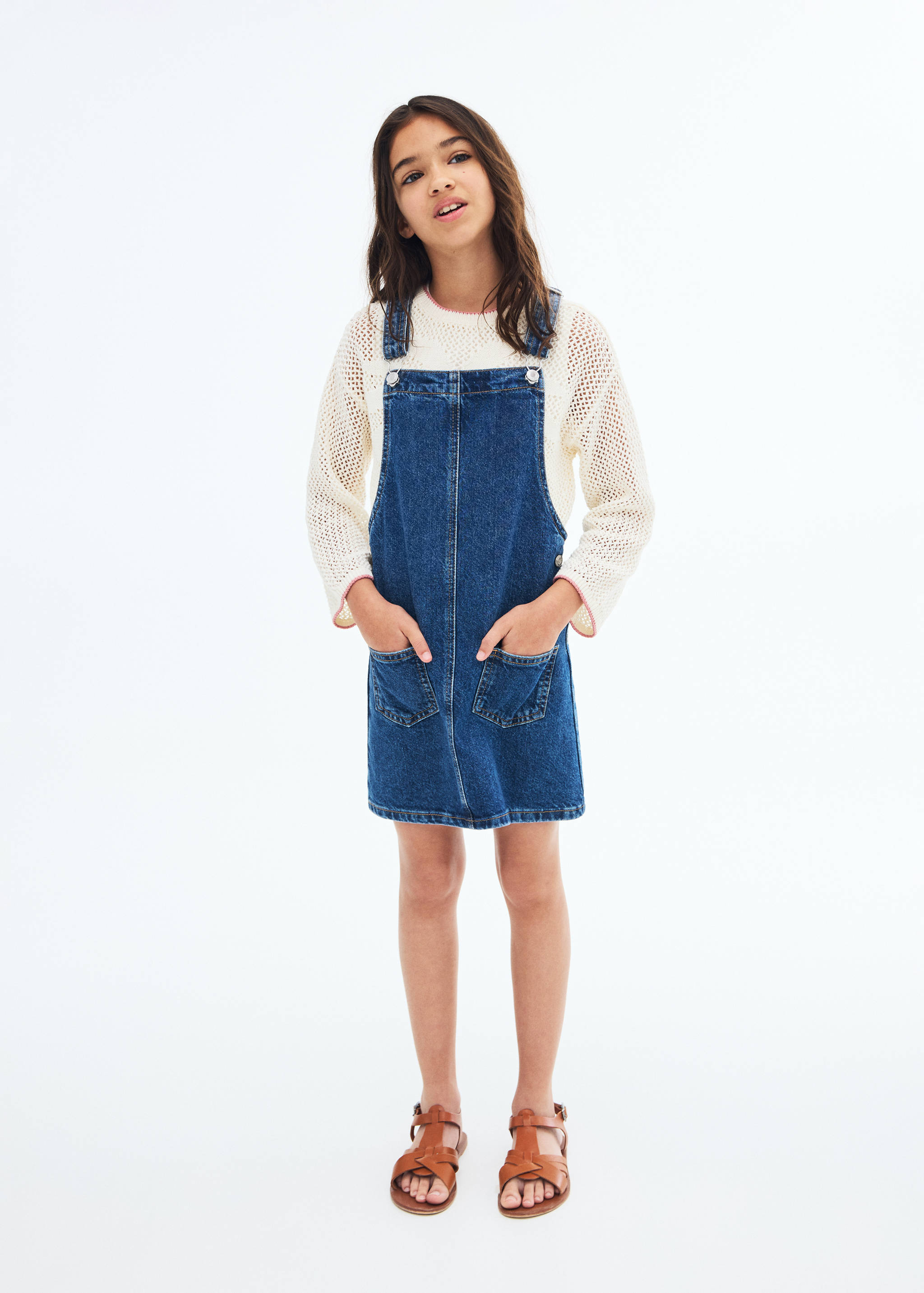 Korta hängselbyxor denim - Allmän bild