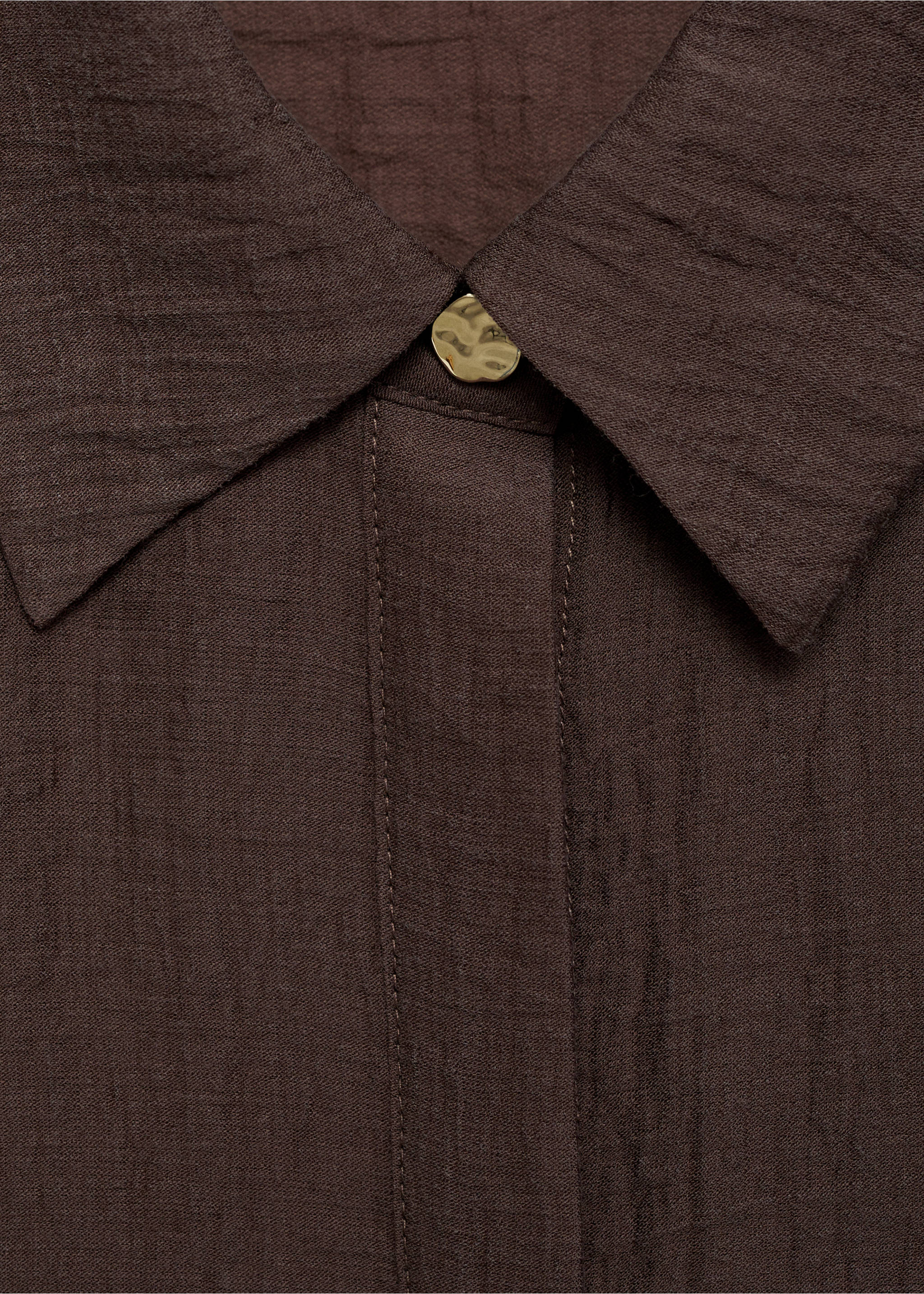 Lyocell shirt with adjustable waist - Details of the article 8, Chocolate. Ref: 17092535-00.