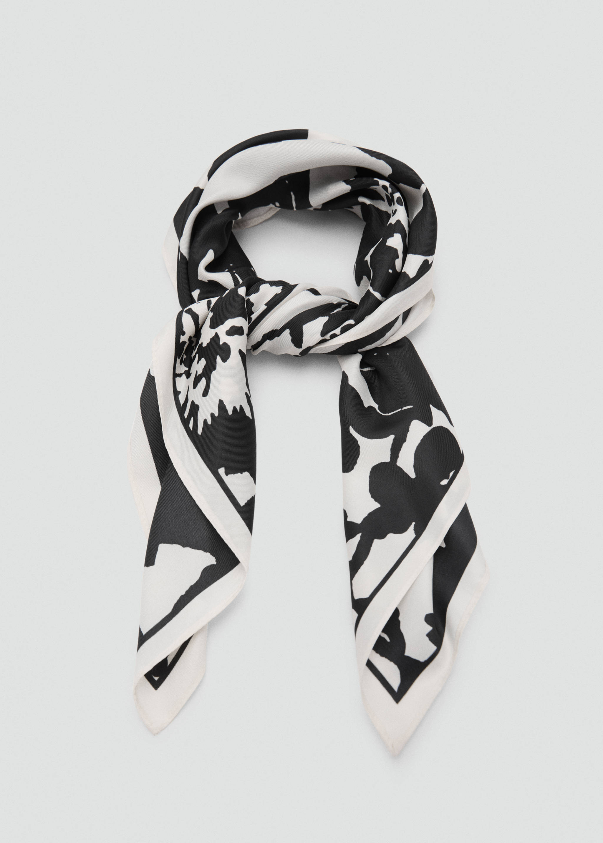 Floral-print satin scarf - Details of the article 1