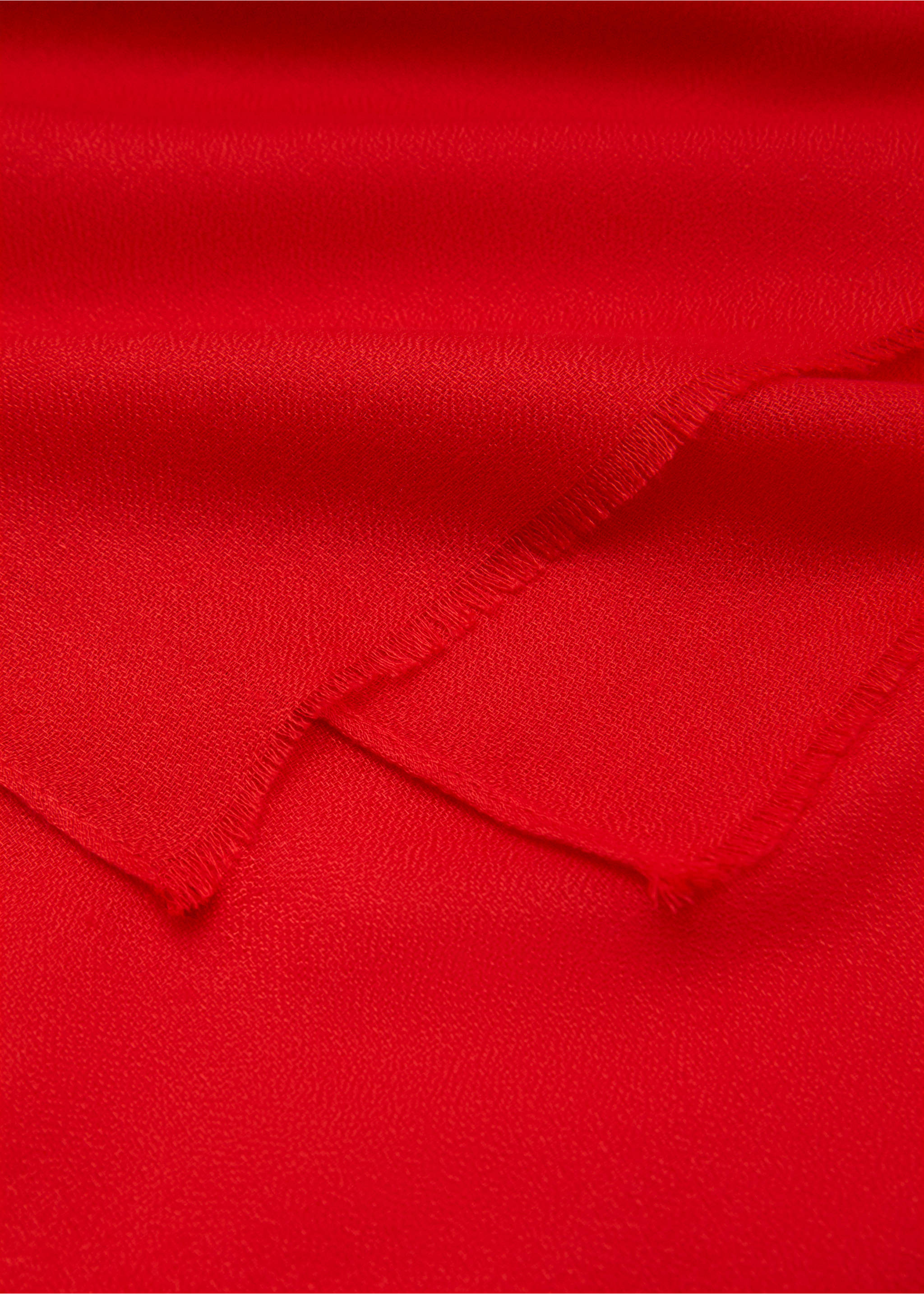 Plain shawl with frayed ends - Medium plane, Red. Ref: 17092542-00.