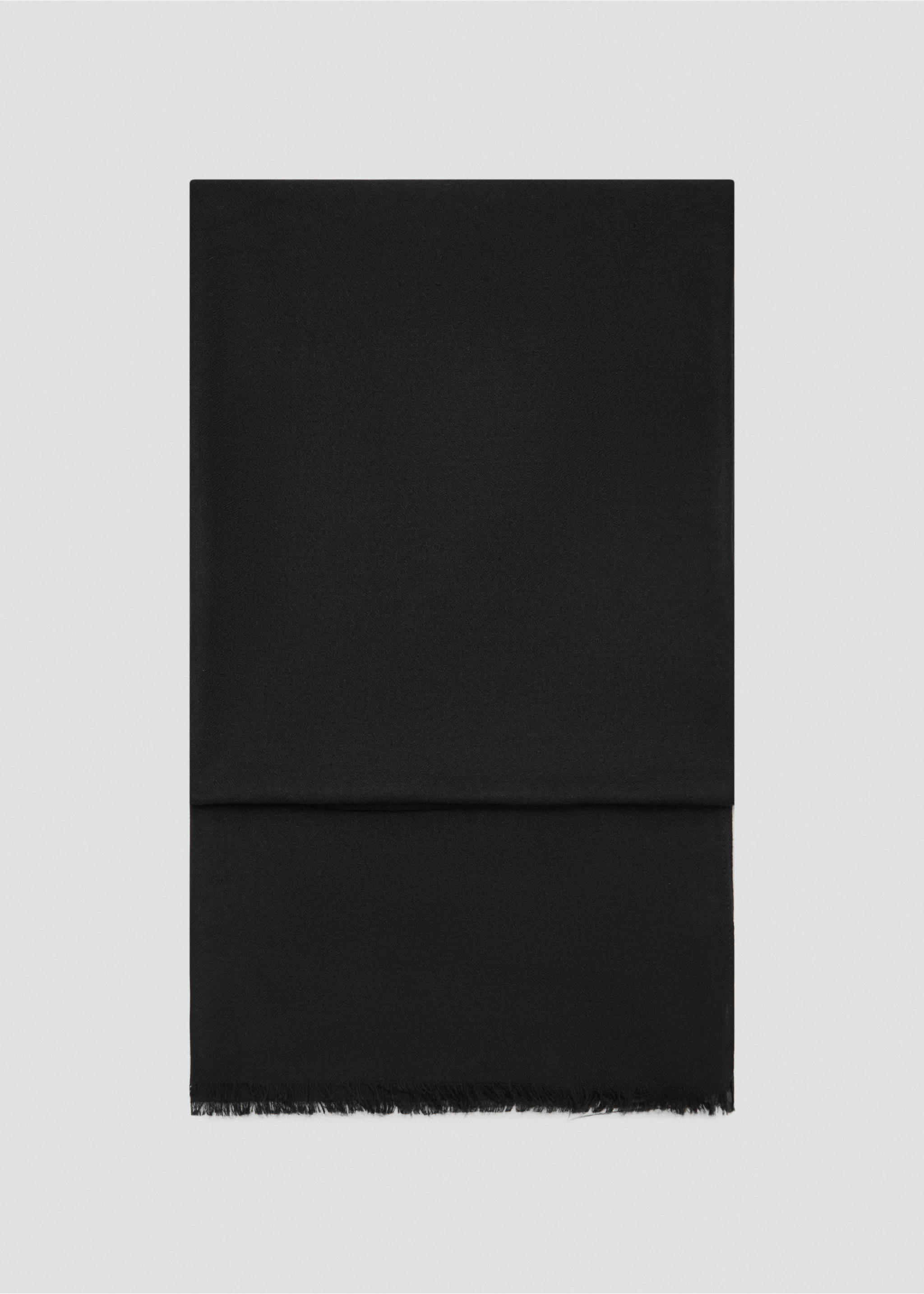 Plain shawl with frayed ends - Article without model, Black. Ref: 17092542-00.