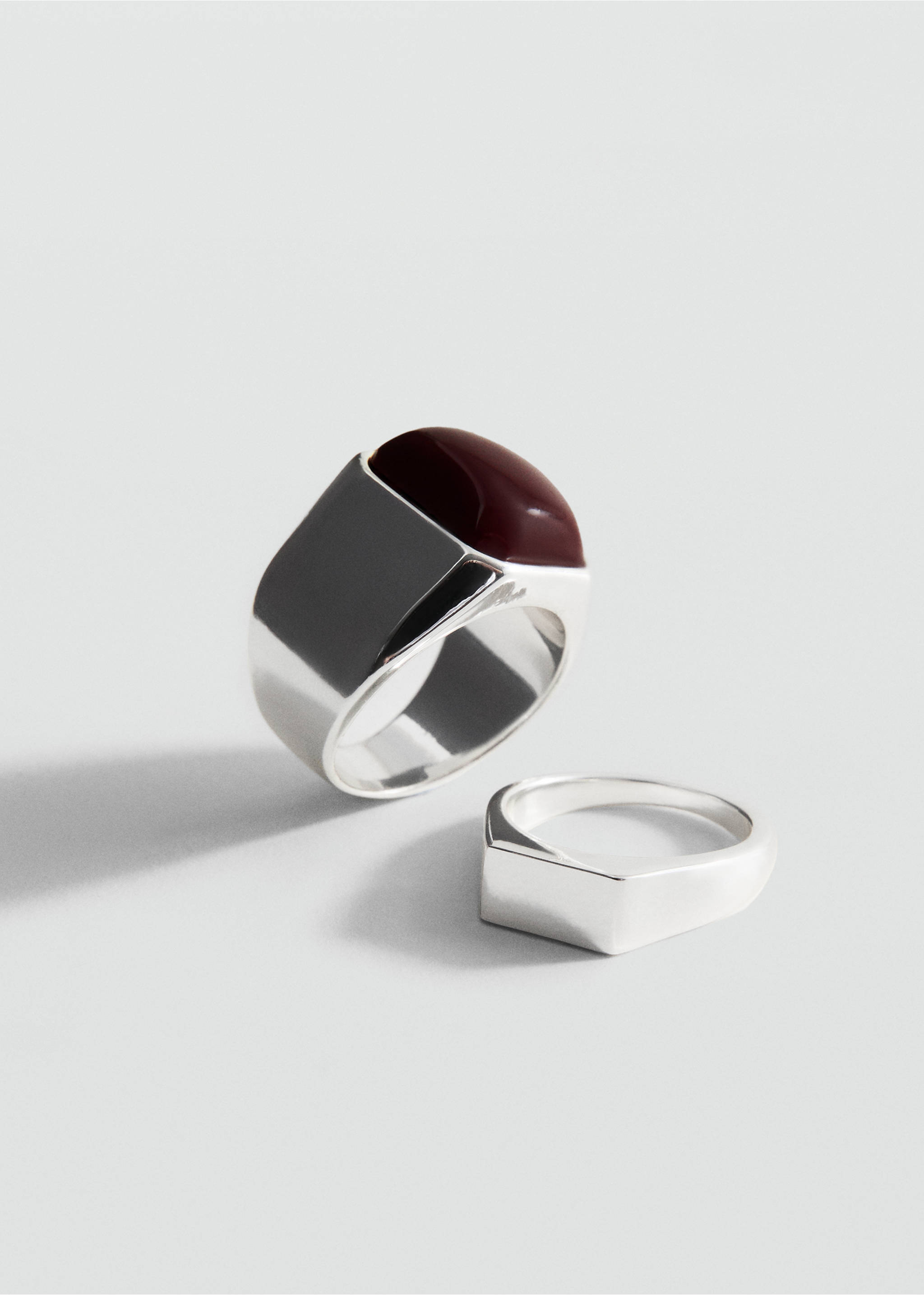 Set of 2 combined resin rings - Medium plane, Silver. Ref: 17092543-00.