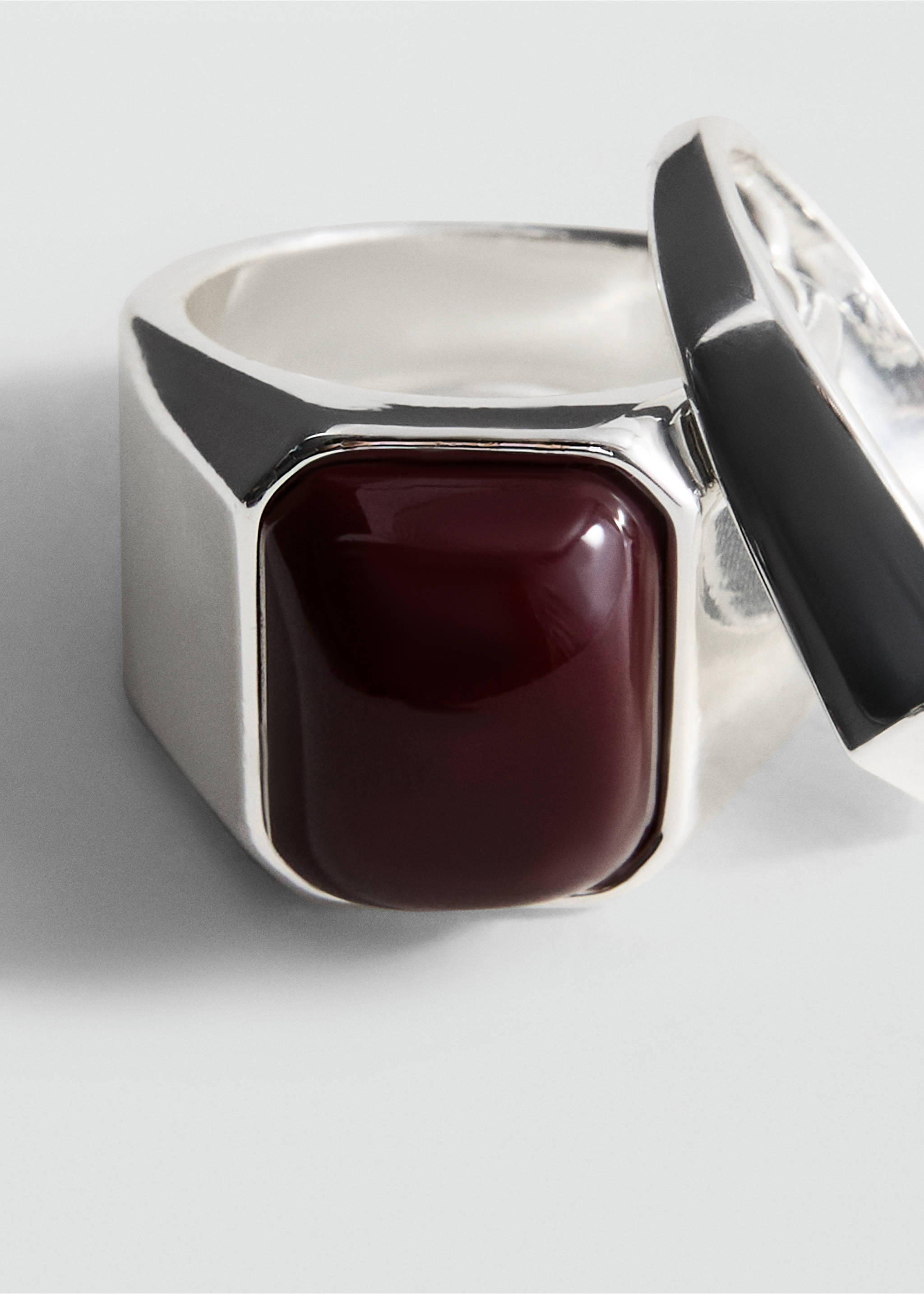 Set of 2 combined resin rings - Details of the article 1, Silver. Ref: 17092543-00.