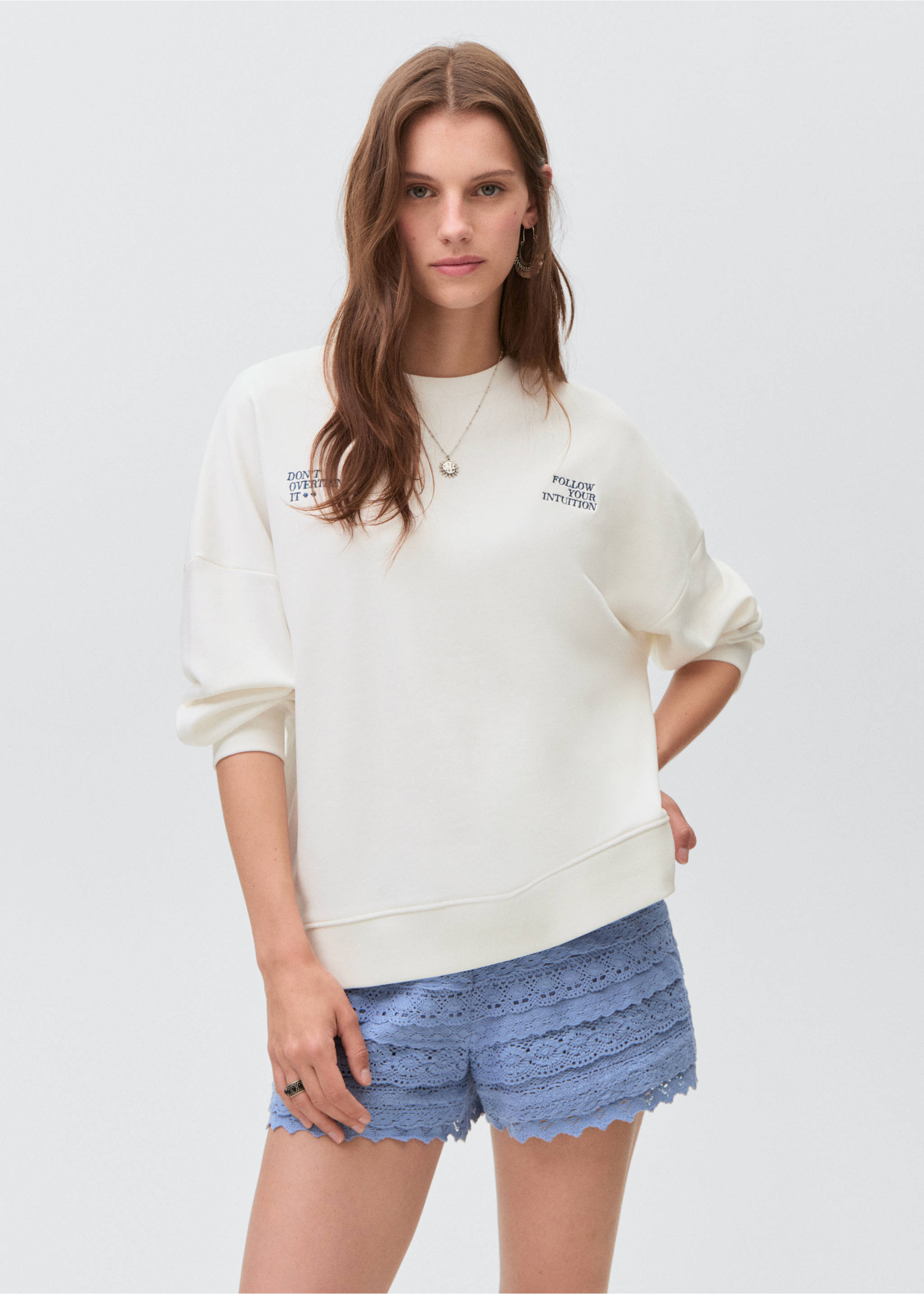 Printed cotton sweatshirt - Medium plane, Off White. Ref: 17092895-00.