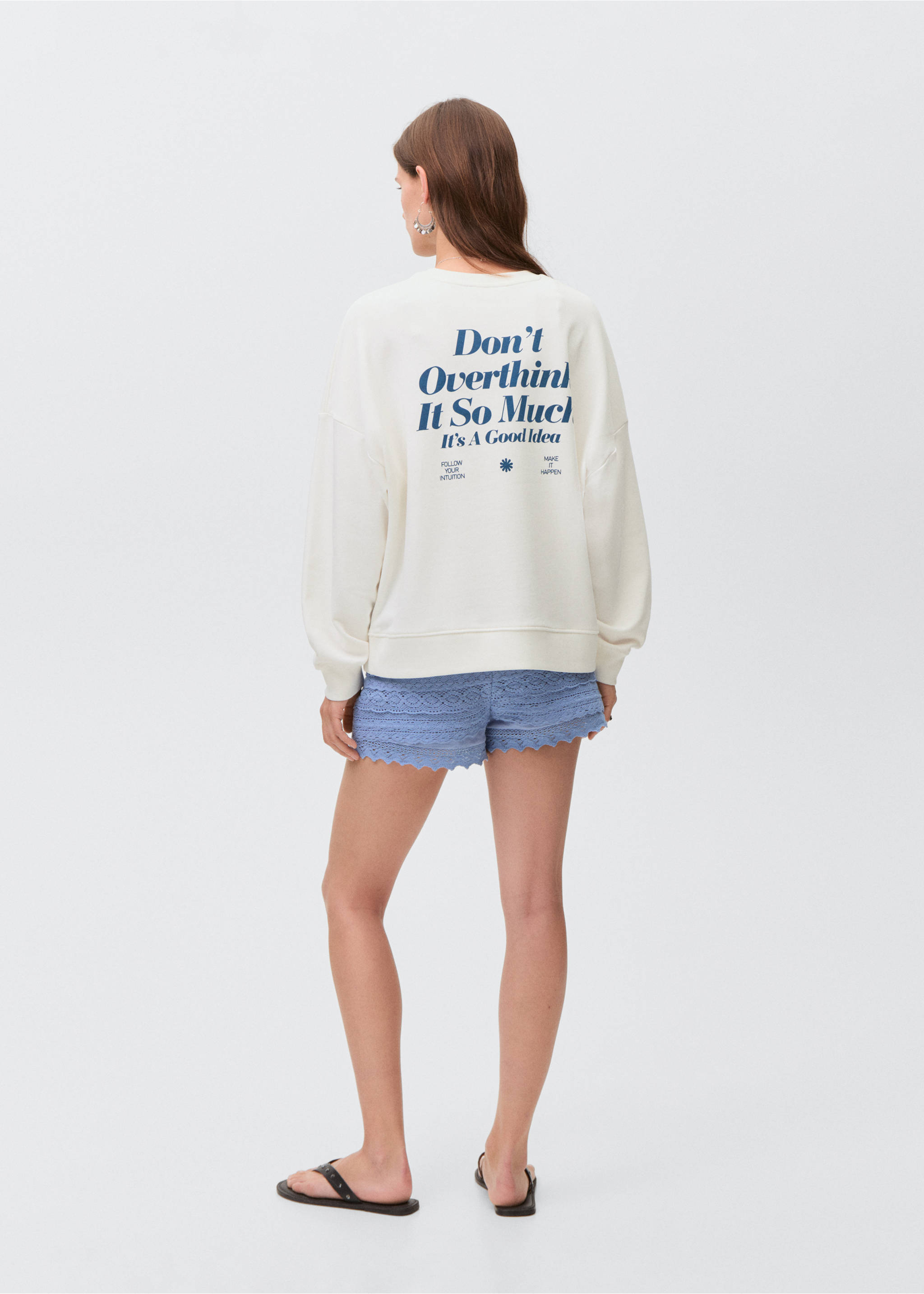 Printed cotton sweatshirt - Reverse of the article, Off White. Ref: 17092895-00.
