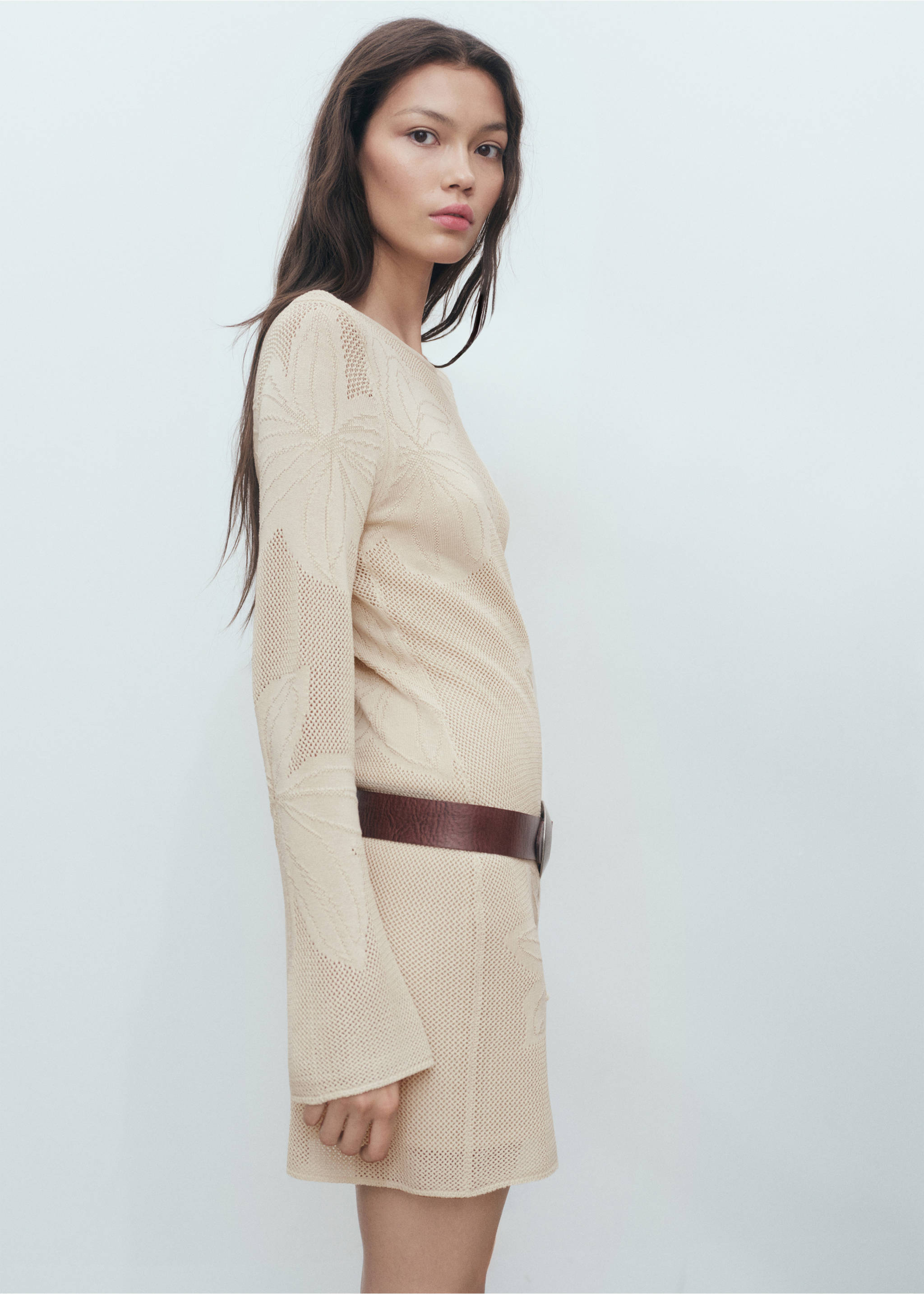 Floral crochet dress - Medium plane, Beige. Ref: 17092898-00.
