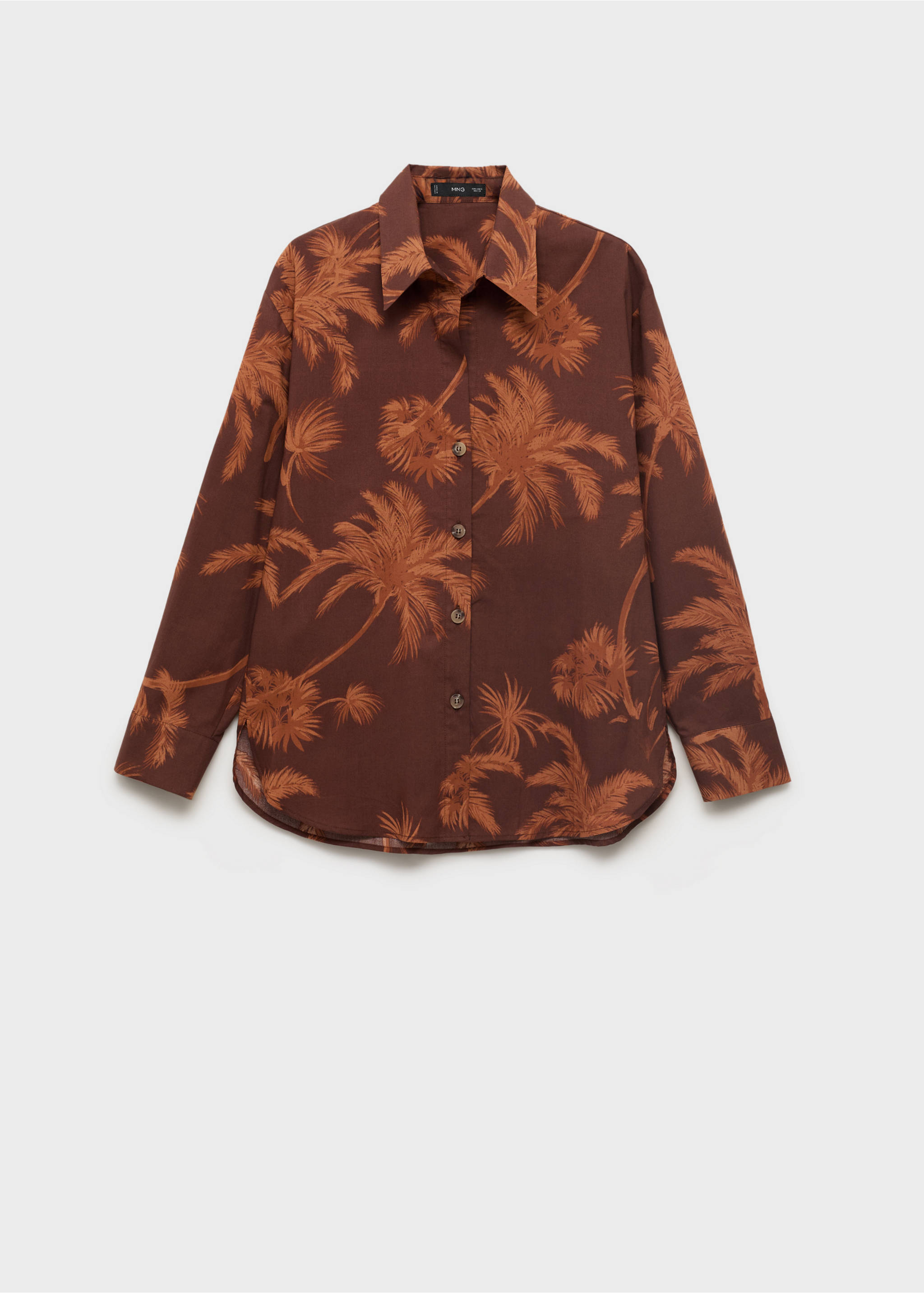 Palm tree print cotton shirt - Article without model, Brown. Ref: 17092900-00.