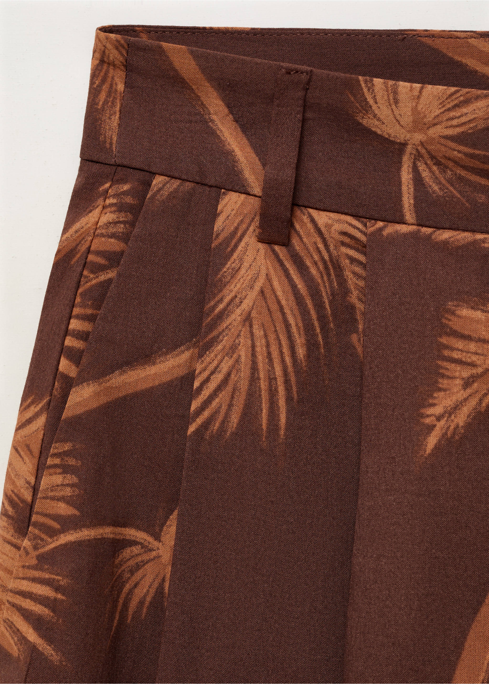 Katoenen bermuda met palmbomenprint - Detail van het artikel 0, Bruin. Ref: 17092901-00.