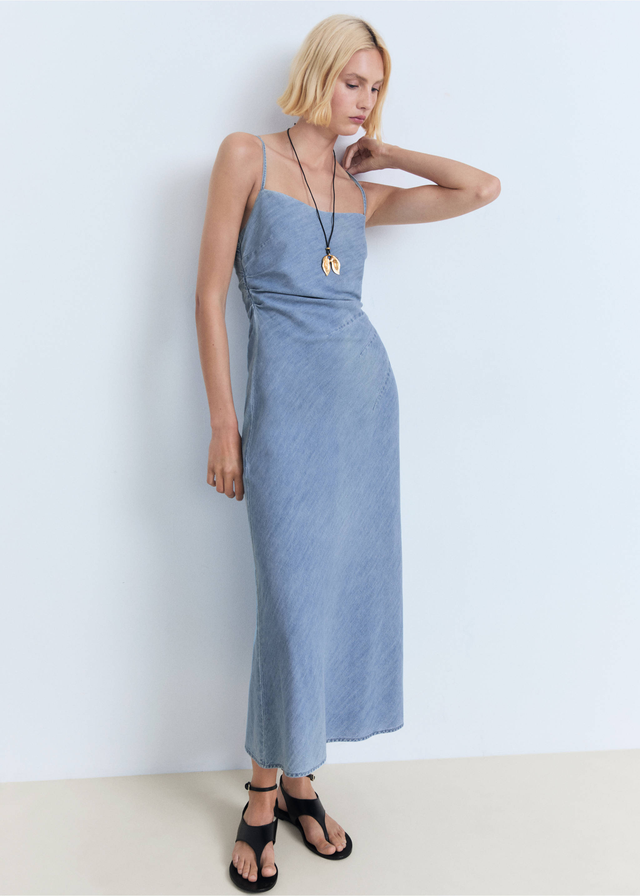 Draped denim dress - General plane, Medium Blue. Ref: 17092902-00.