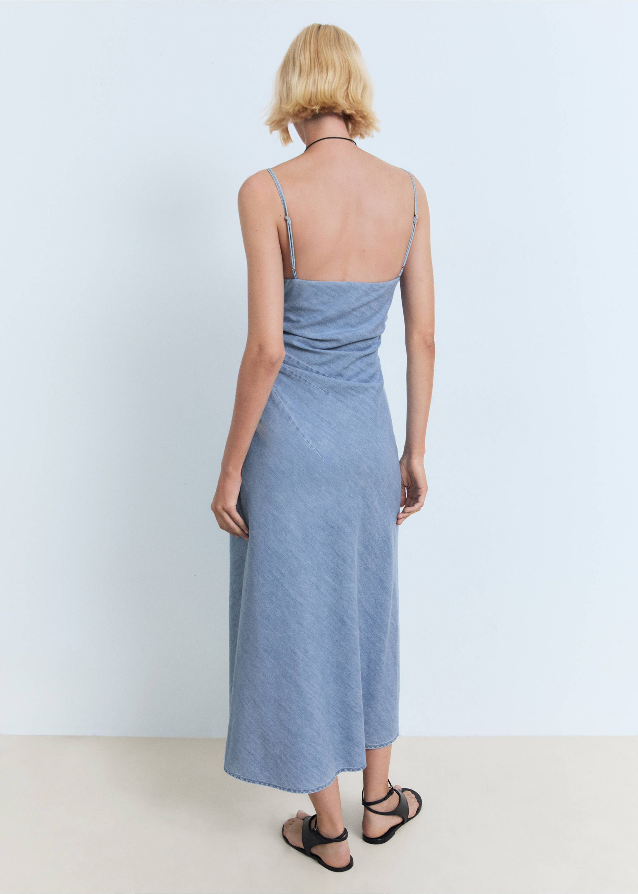 Draped denim dress - Reverse of the article, Medium Blue. Ref: 17092902-00.